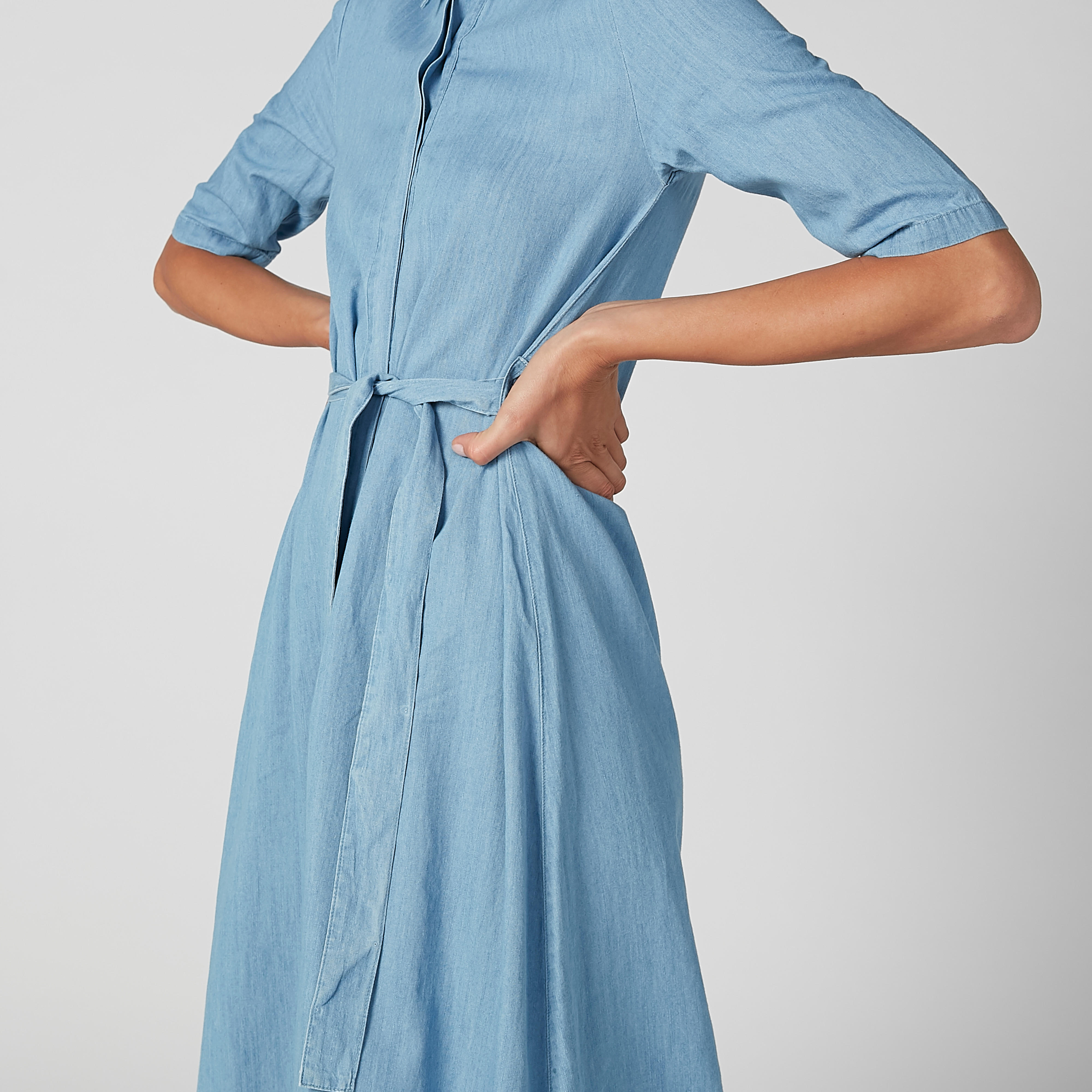 Lee Cooper Plain Midi A-line Dress with Concealed Placket and Tie Ups-women-clothing-dresses-image-6