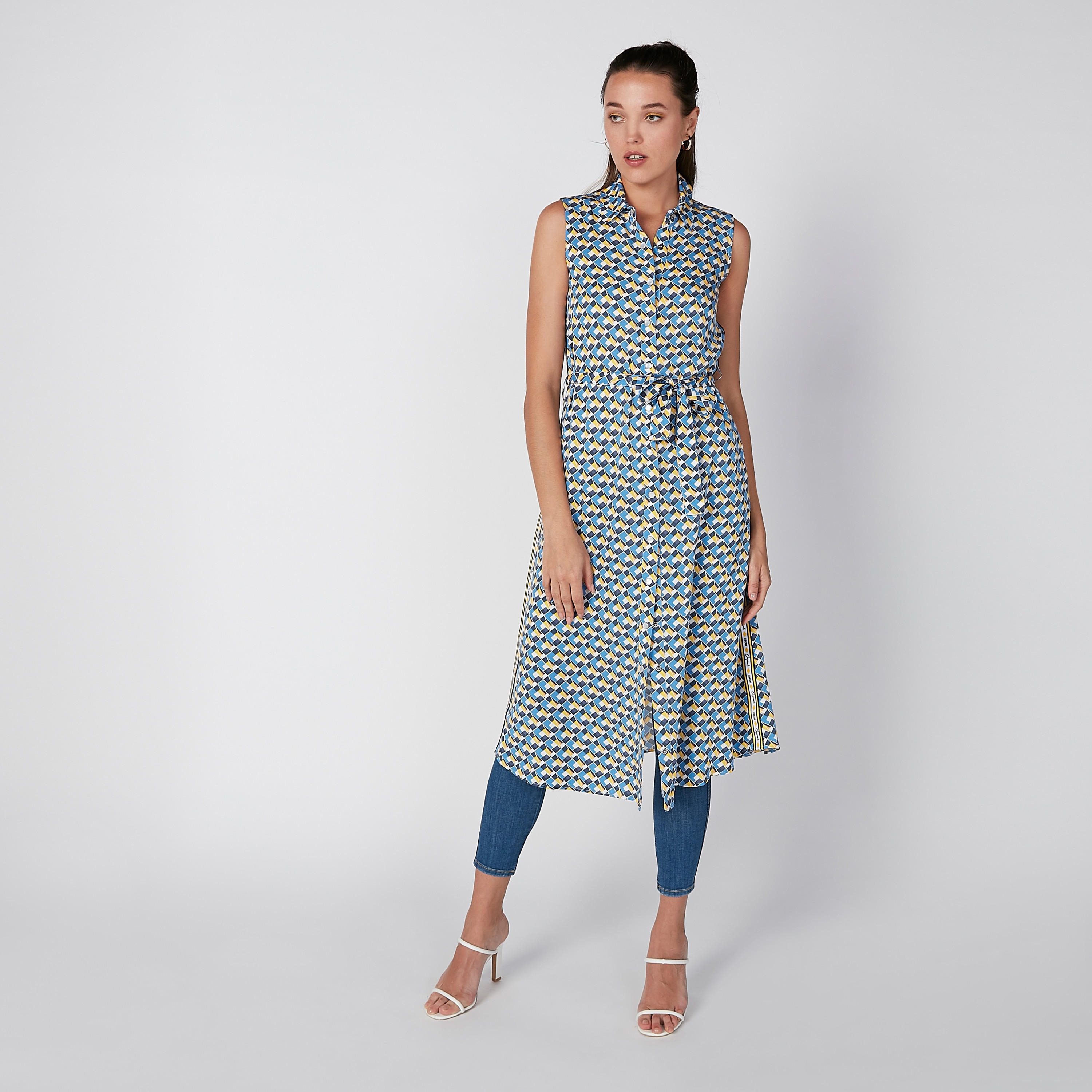 فستان قميص دون أكمام بأربطة وطبعات من لي كوبر-women-clothing-dresses-image-1
