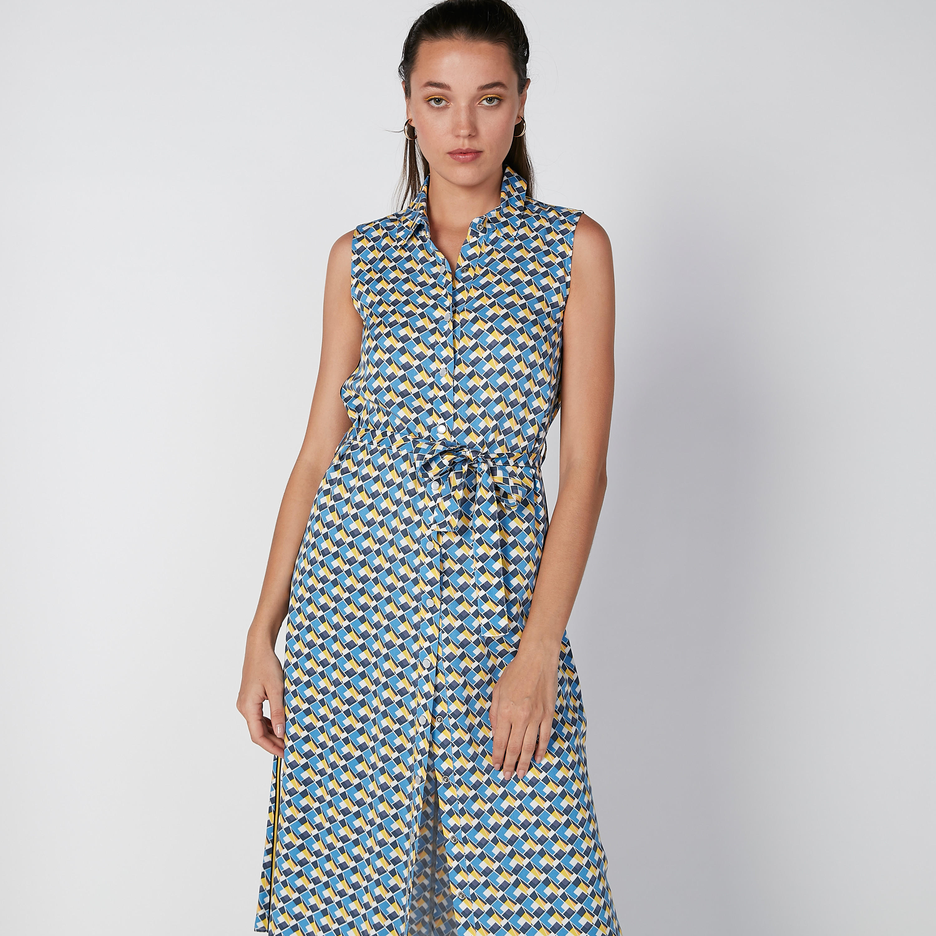 فستان قميص دون أكمام بأربطة وطبعات من لي كوبر-women-clothing-dresses-image-4