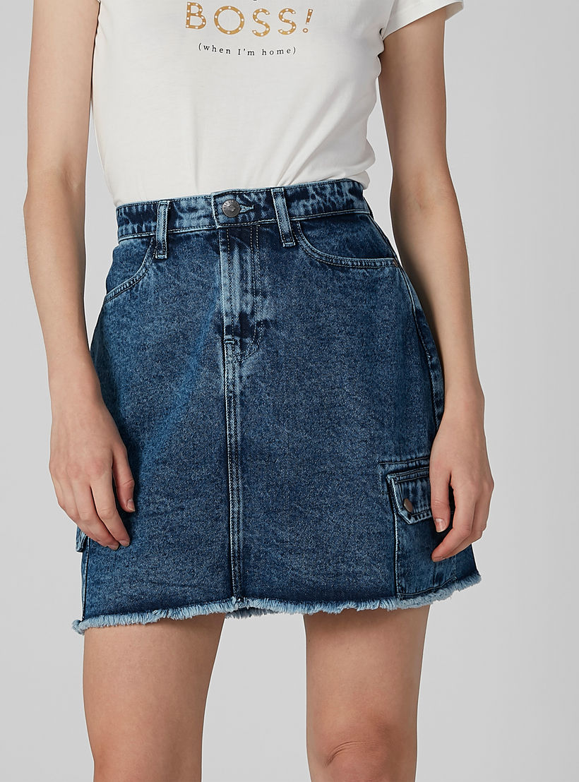 تنورة مستدامة بقصّة سليم وخصر متوسط الارتفاع وجيوب-women-clothing-bottoms-skirts-image-1