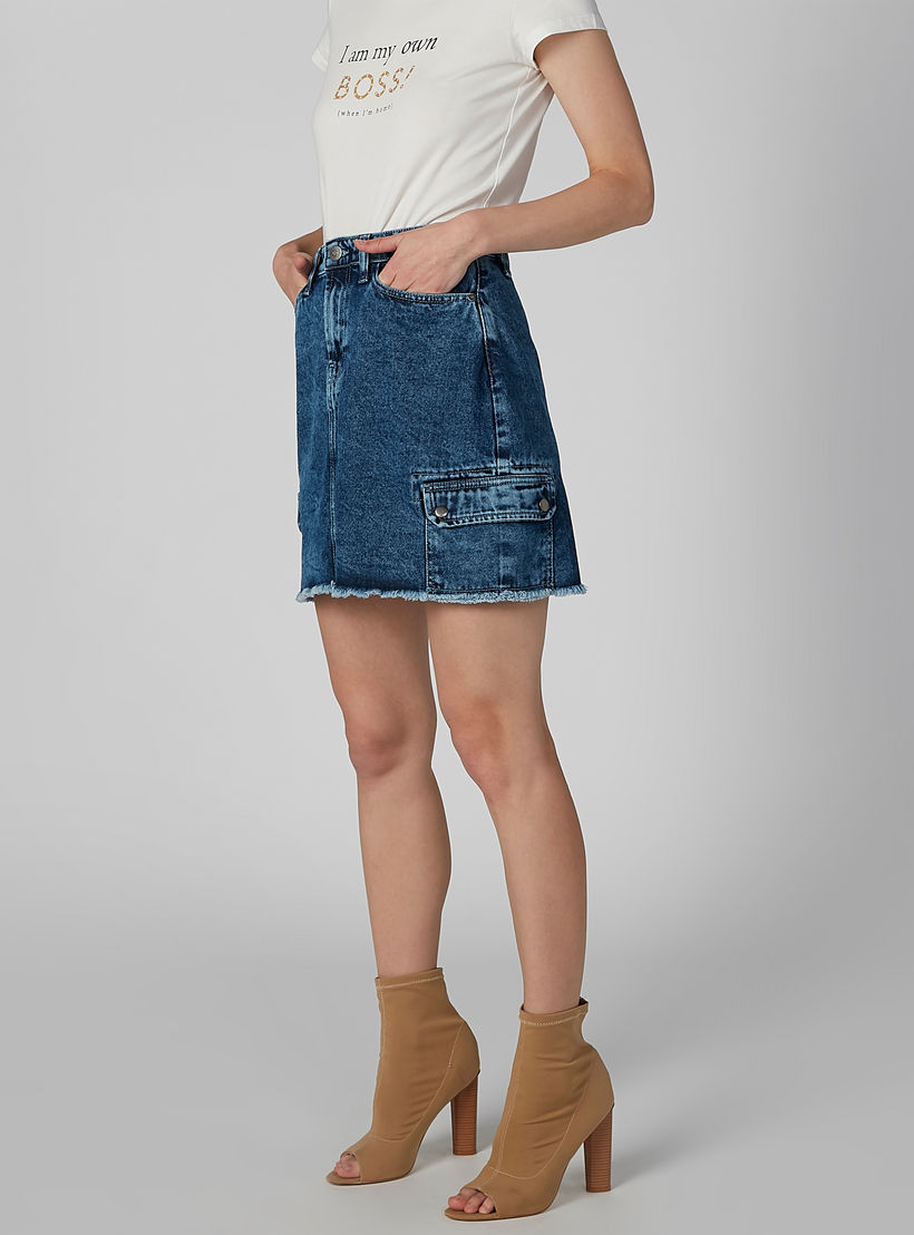 تنورة مستدامة بقصّة سليم وخصر متوسط الارتفاع وجيوب-women-clothing-bottoms-skirts-image-2