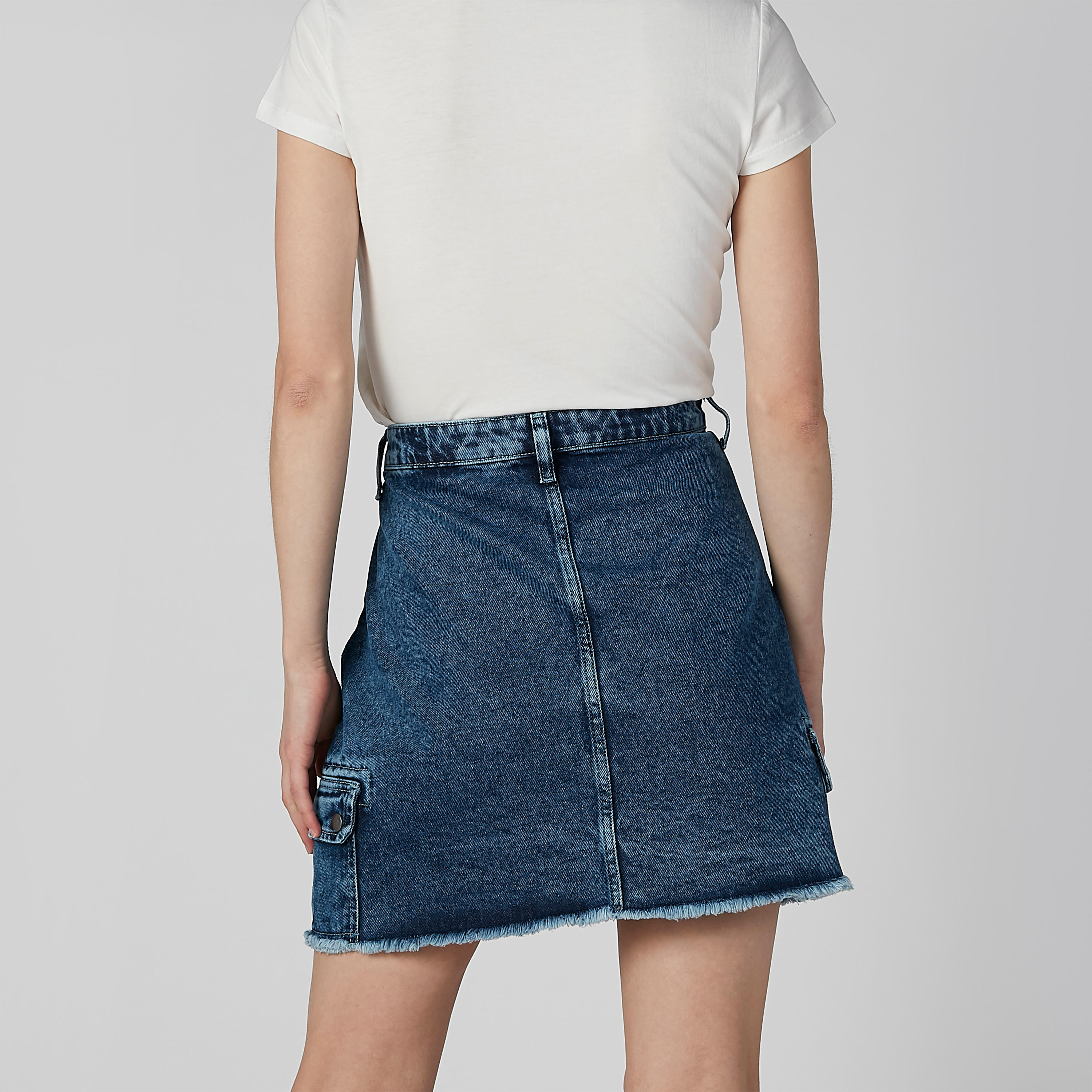 تنورة مستدامة بقصّة سليم وخصر متوسط الارتفاع وجيوب-women-clothing-bottoms-skirts-image-4