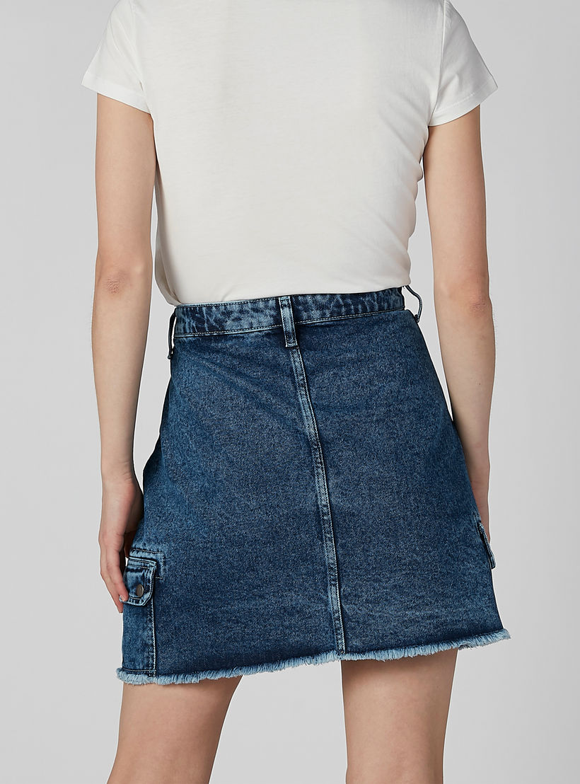 تنورة مستدامة بقصّة سليم وخصر متوسط الارتفاع وجيوب-women-clothing-bottoms-skirts-image-4