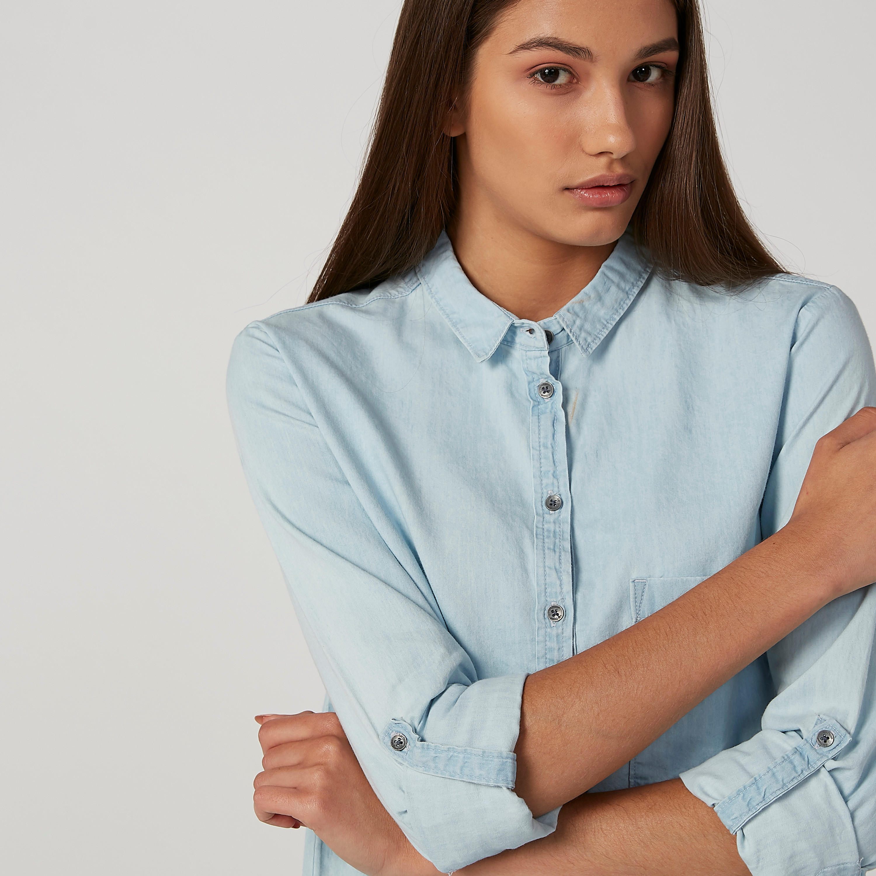 Lee Cooper Plain Shirt with Long Sleeves and Chest Pocket-women-clothing-shirtsandblouses-shirts-image-5