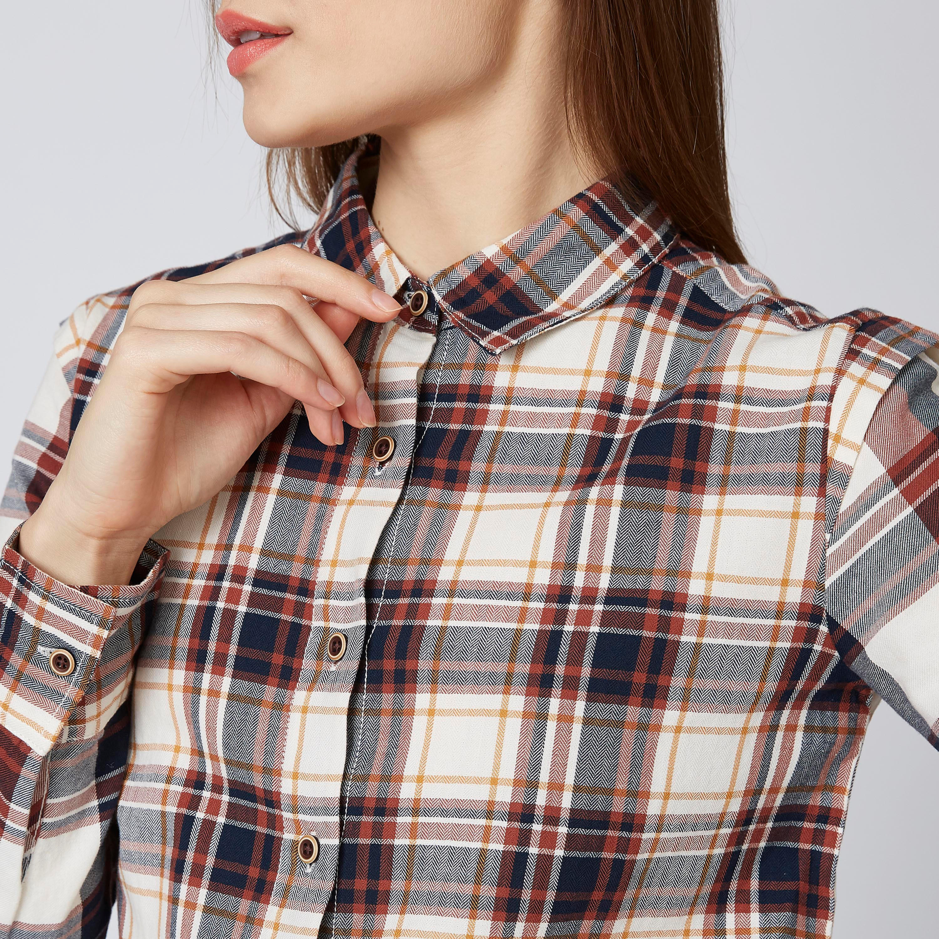 قميص مستدام كاروهات بأكمام طويلة وأزرار -women-clothing-shirtsandblouses-shirts-image-3