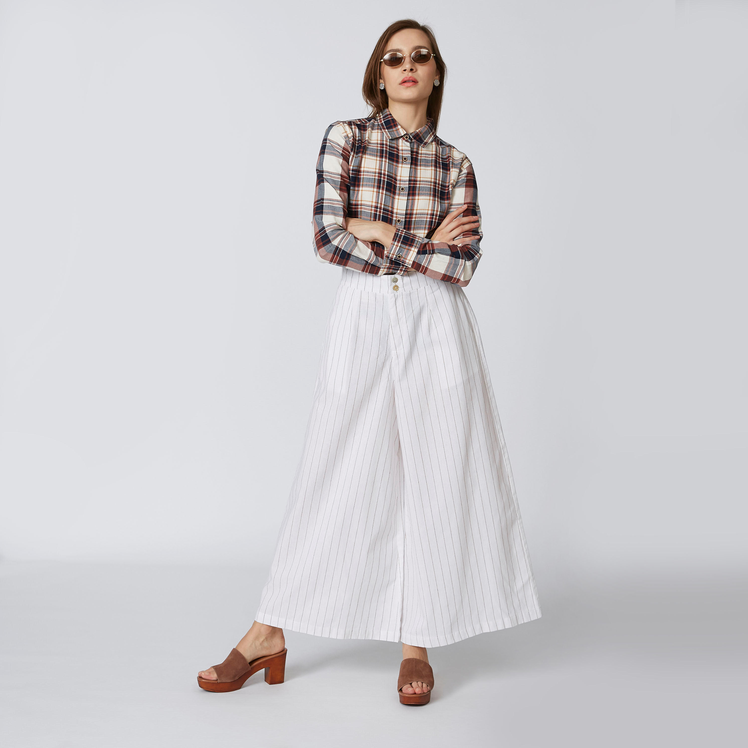 قميص مستدام كاروهات بأكمام طويلة وأزرار -women-clothing-shirtsandblouses-shirts-image-4