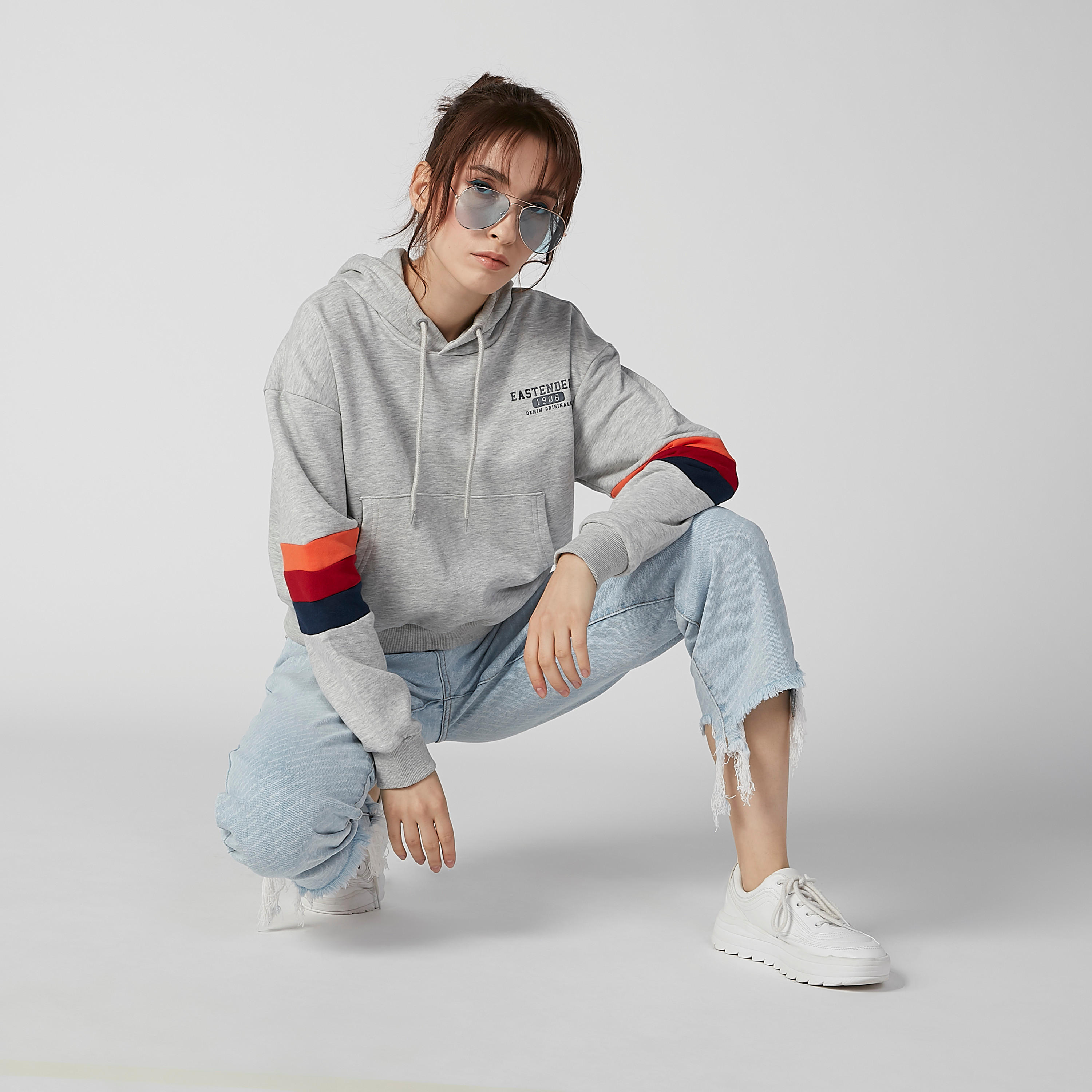 Lee Cooper Printed Hoodie with Long Sleeves and Kangaroo Pockets-women-winterwear-hoodiesandsweatshirts-hoodies-image-1