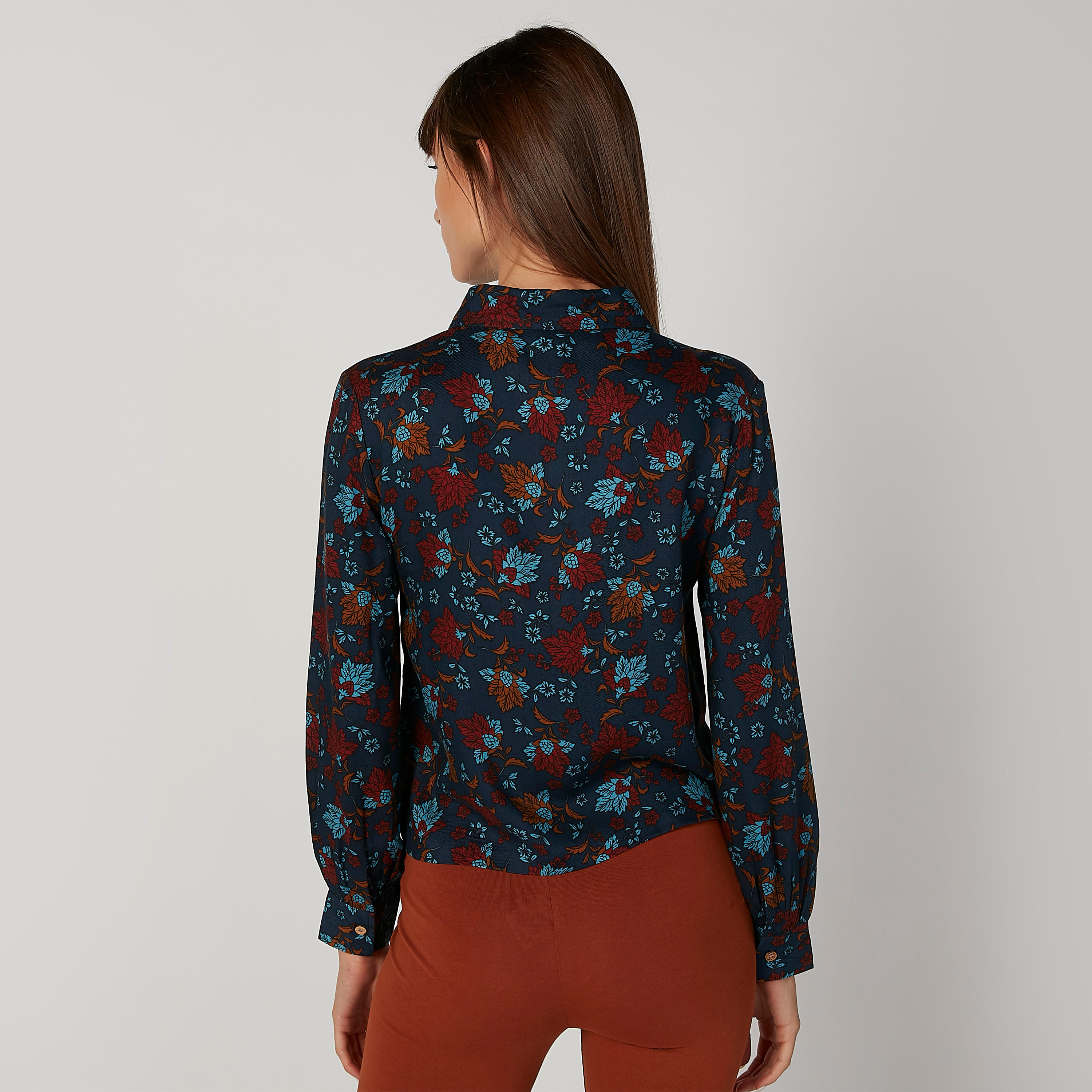 قميص مستدام بأكمام طويلة وجيوب بطيّة وطبعات زهرية -women-clothing-shirtsandblouses-shirts-image-2