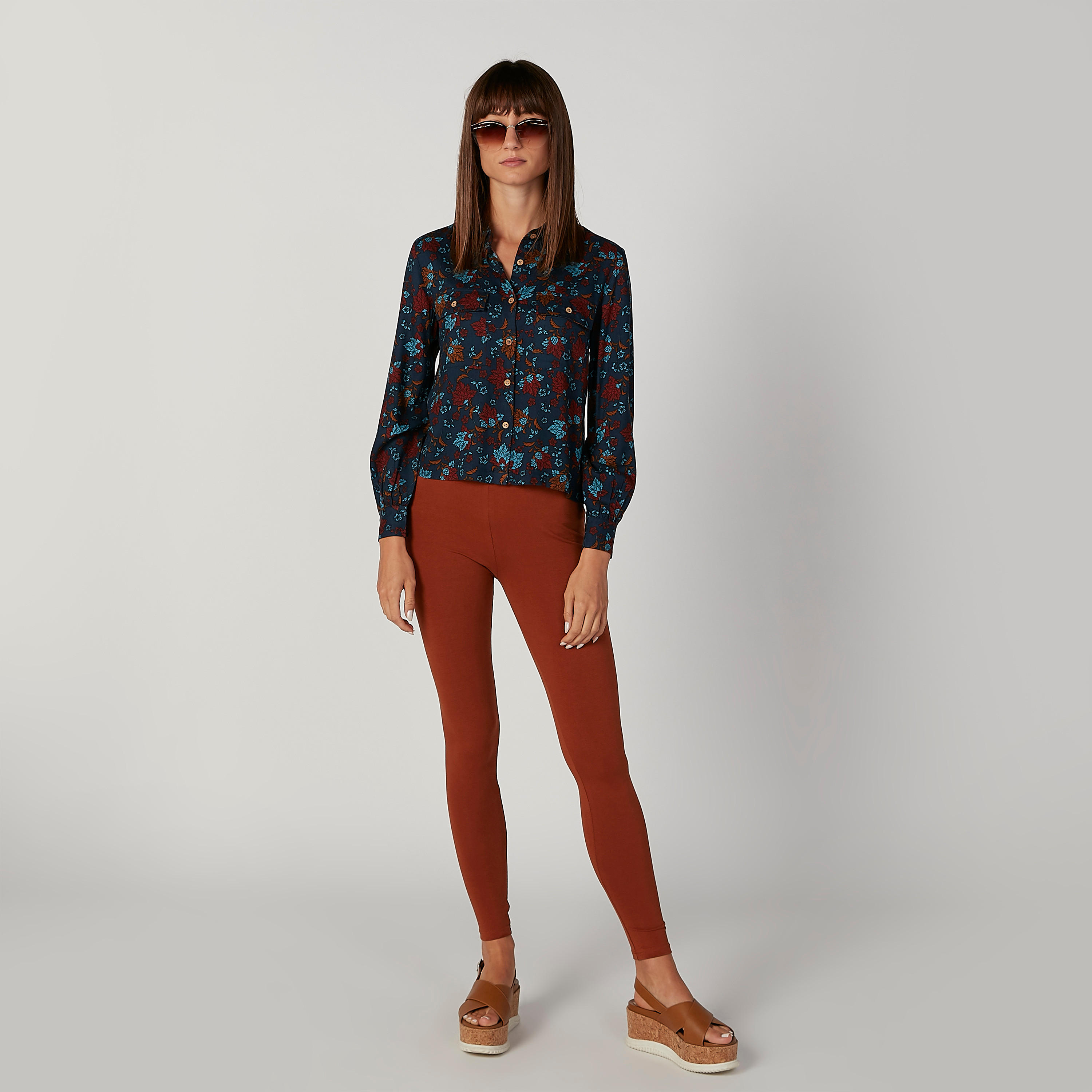 قميص مستدام بأكمام طويلة وجيوب بطيّة وطبعات زهرية -women-clothing-shirtsandblouses-shirts-image-4