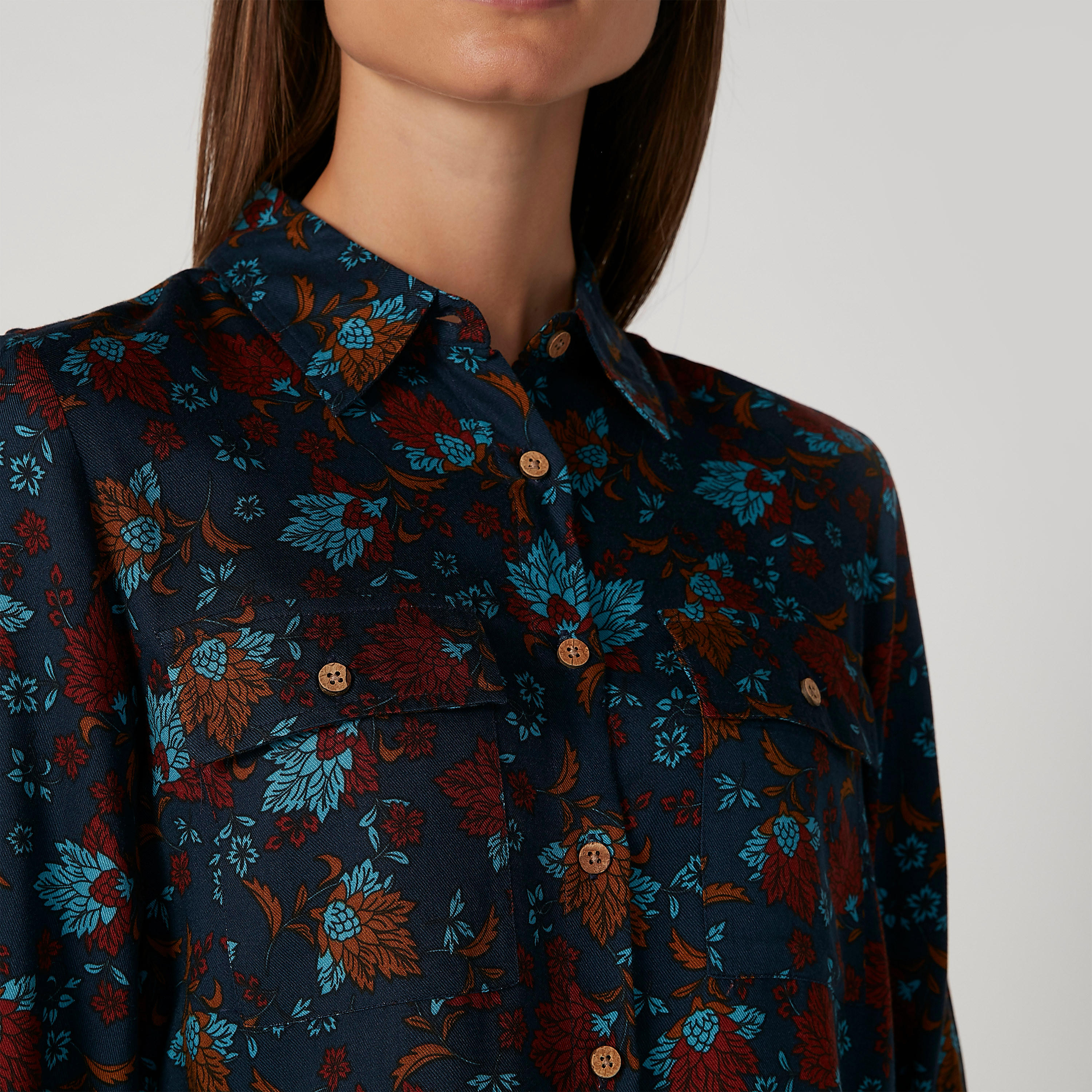 قميص مستدام بأكمام طويلة وجيوب بطيّة وطبعات زهرية -women-clothing-shirtsandblouses-shirts-image-5