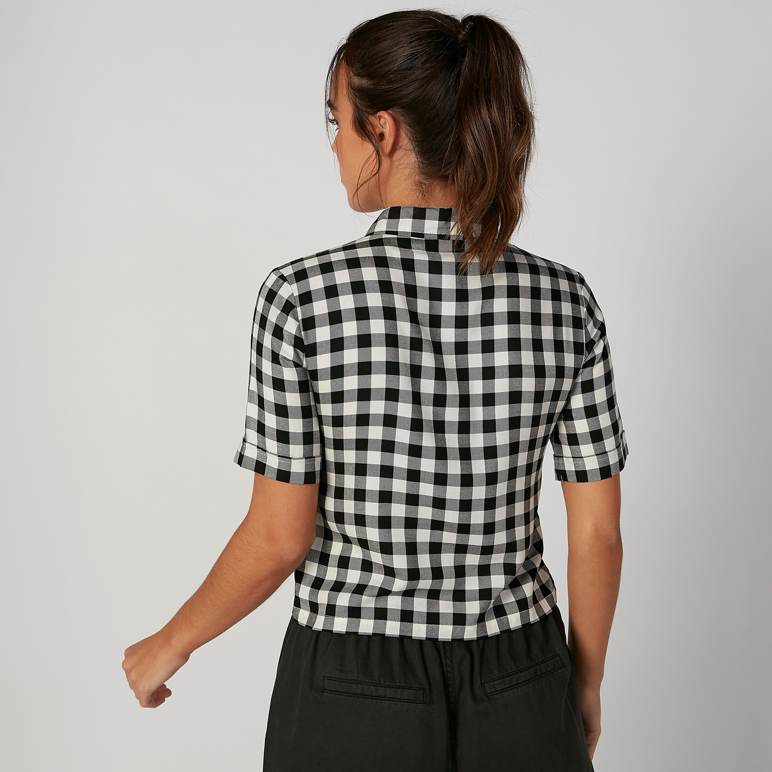 قميص مستدام كاروهات بياقة عاديّة وأكمام قصيرة-women-clothing-shirtsandblouses-shirts-image-2