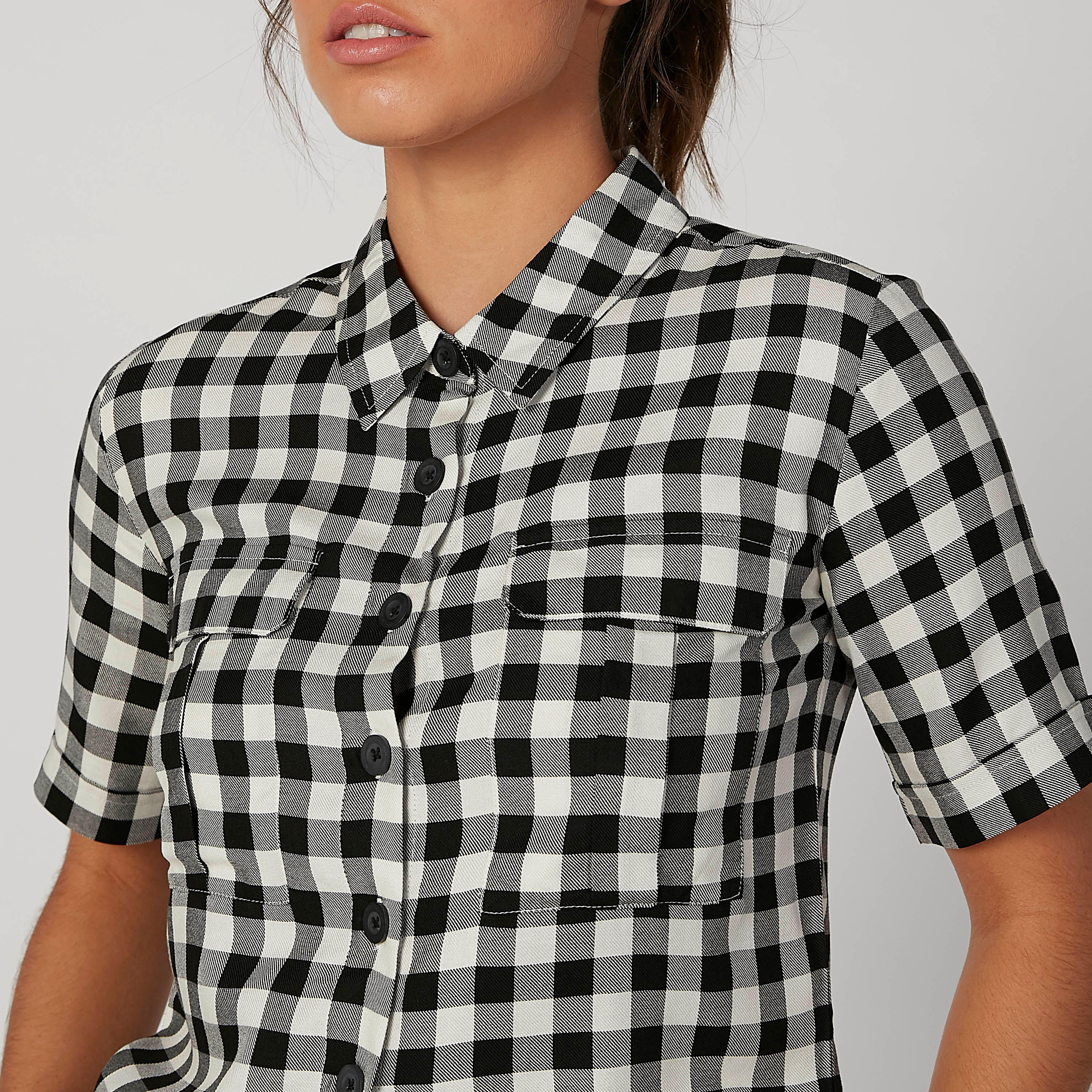 قميص مستدام كاروهات بياقة عاديّة وأكمام قصيرة-women-clothing-shirtsandblouses-shirts-image-4