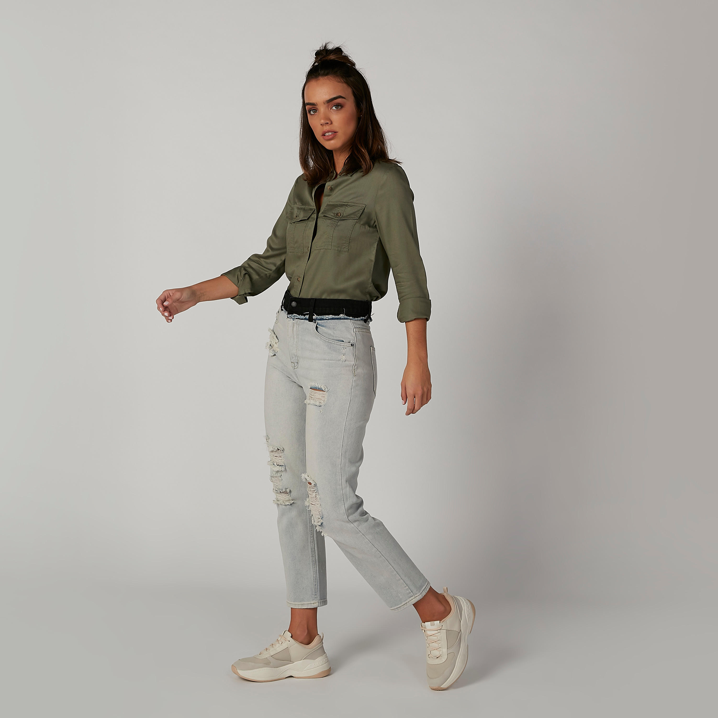 قميص مستدام سادة بياقة عاديّة وأكمام طويلة -women-clothing-shirtsandblouses-shirts-image-3
