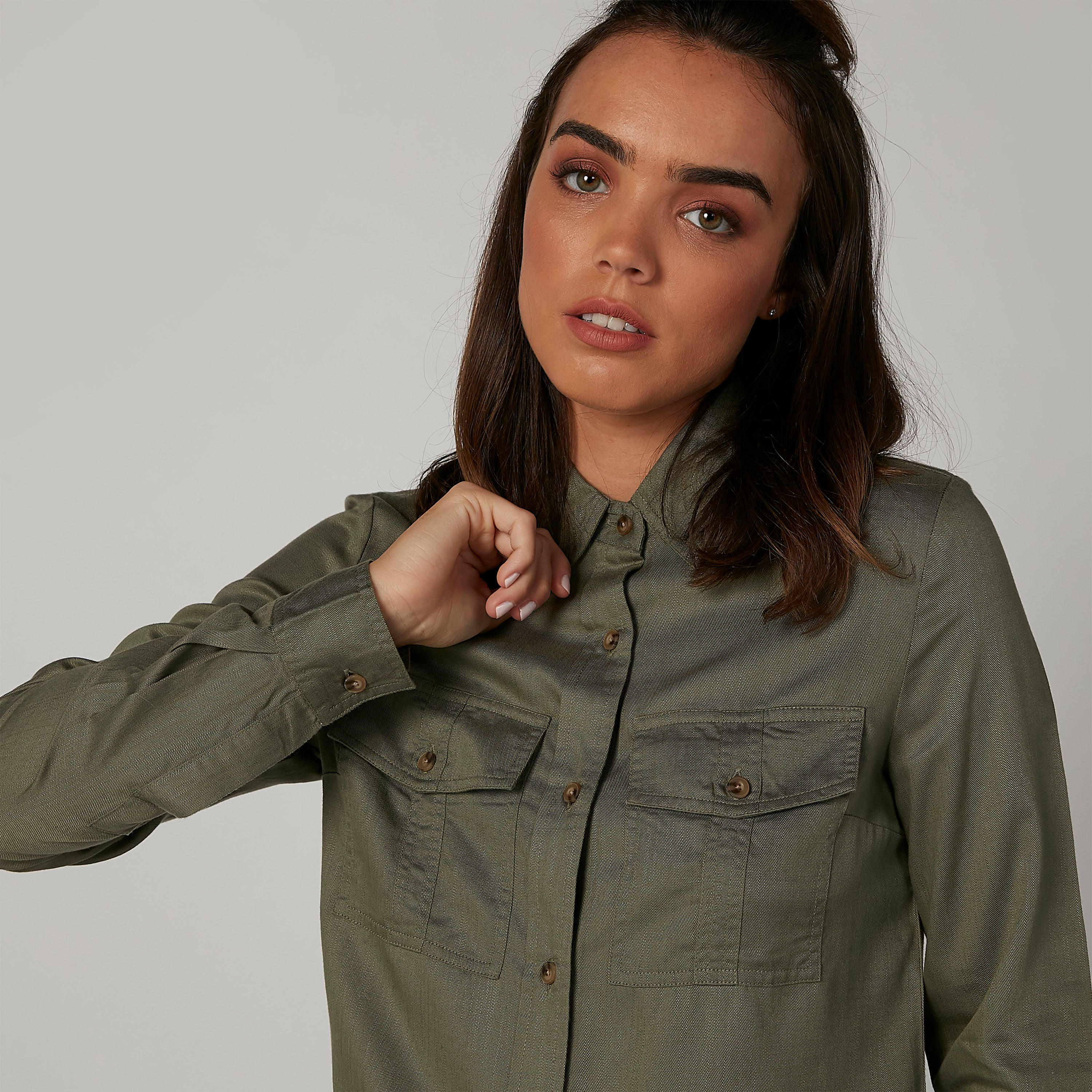 قميص مستدام سادة بياقة عاديّة وأكمام طويلة -women-clothing-shirtsandblouses-shirts-image-4