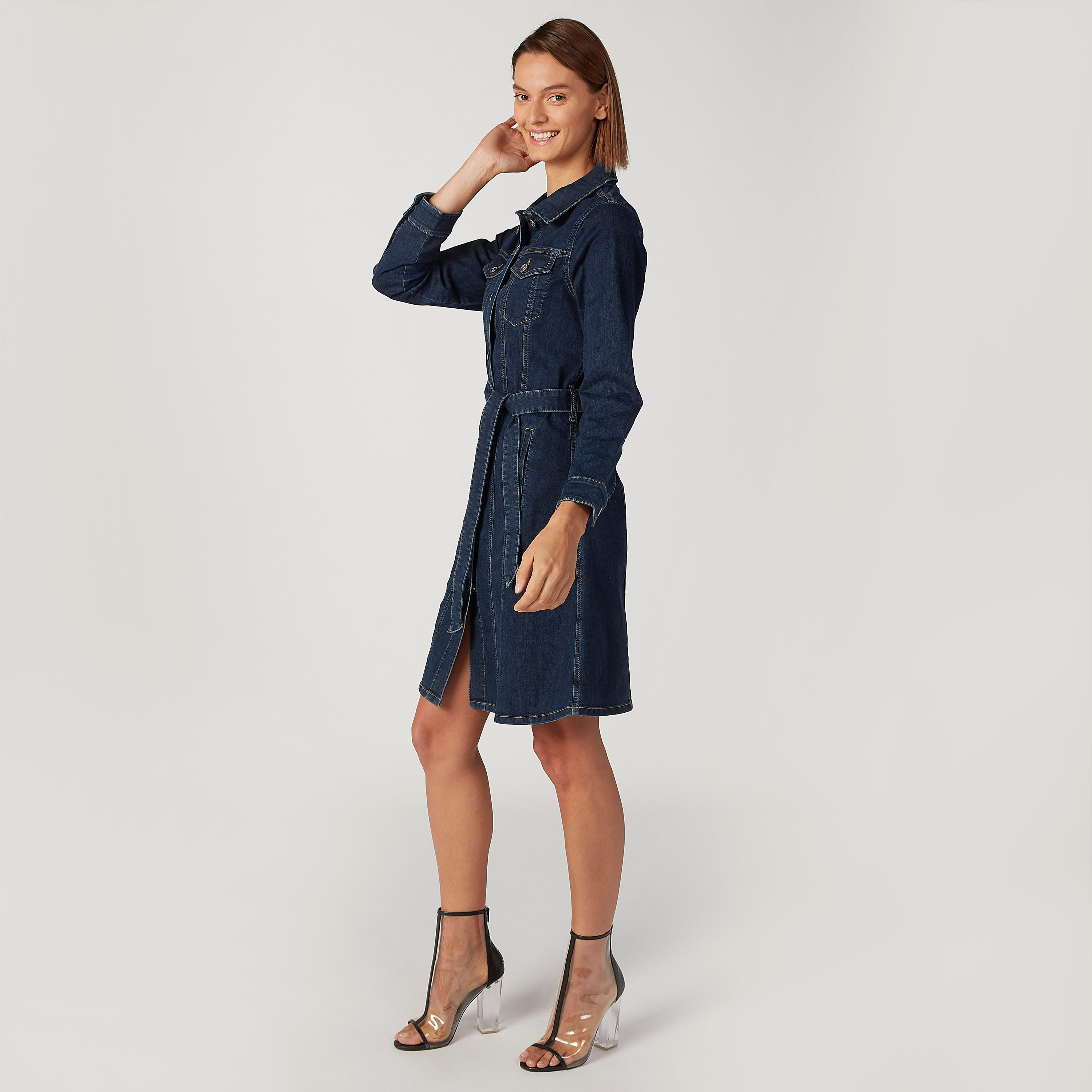 Sustainable Lee Cooper Denim Midi Shirt Dress with Long Sleeves-women-clothing-dresses-image-5