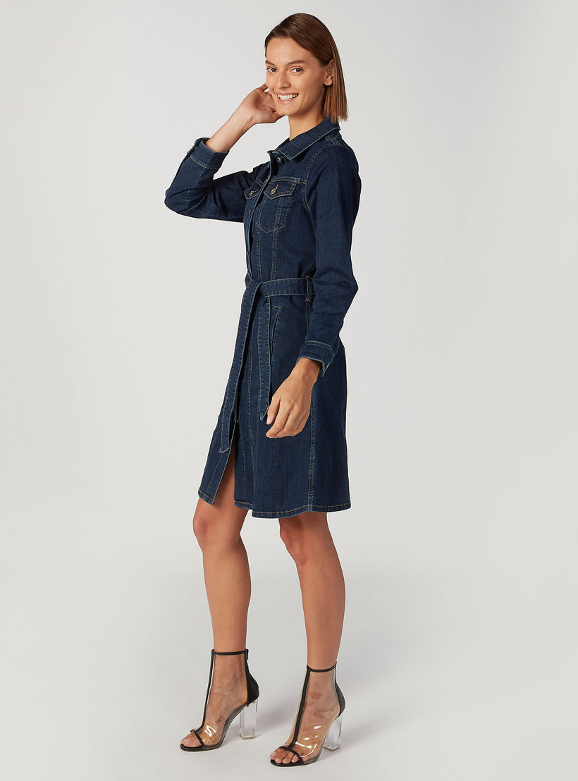 Sustainable Lee Cooper Denim Midi Shirt Dress with Long Sleeves-women-clothing-dresses-image-5