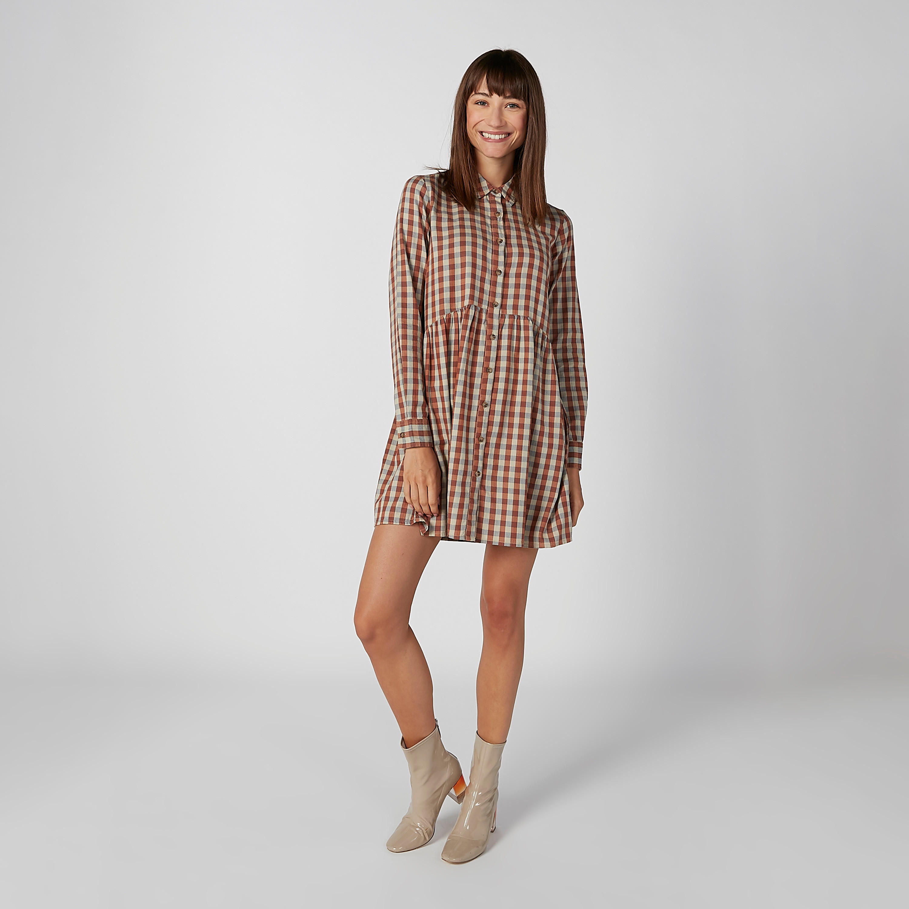 قميص مستدام ميدي كاروهات بأكمام طويلة -women-clothing-dresses-image-2