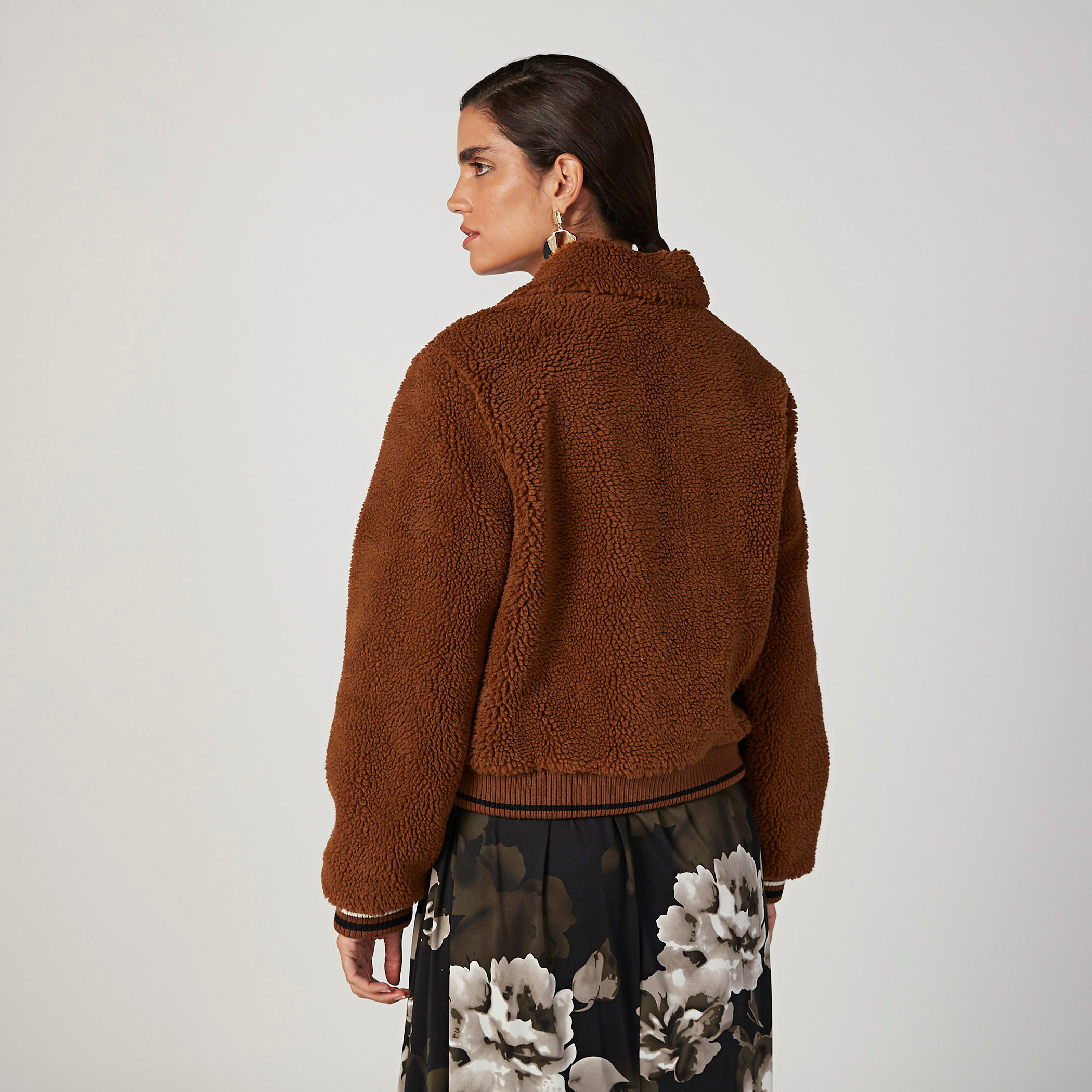 Sustainable Textured Bomber Jacket with Pockets-women-winterwear-coatsandjackets-jackets-image-4