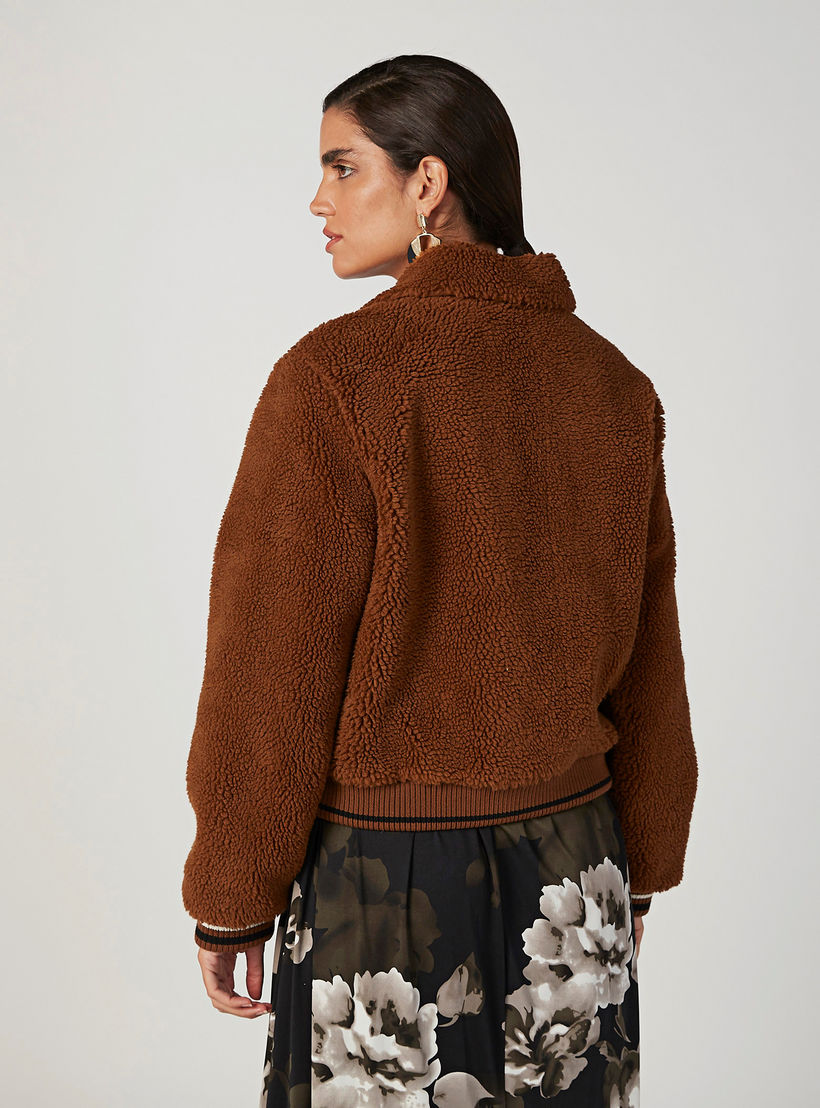 Sustainable Textured Bomber Jacket with Pockets-women-winterwear-coatsandjackets-jackets-image-4