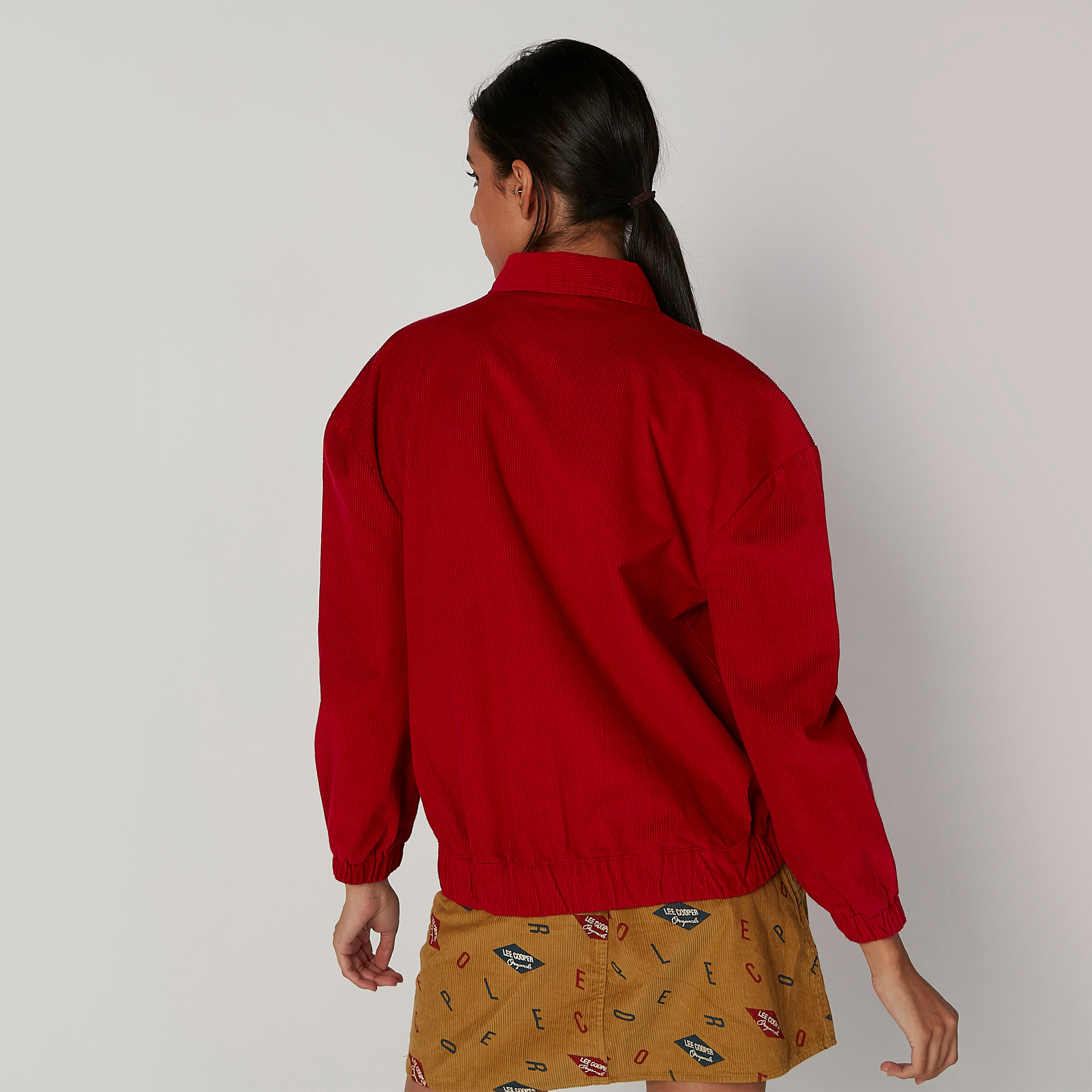 جاكيت بومبر بارز الملمس بأكمام طويلة وسحّاب إغلاق -women-winterwear-coatsandjackets-jackets-image-2
