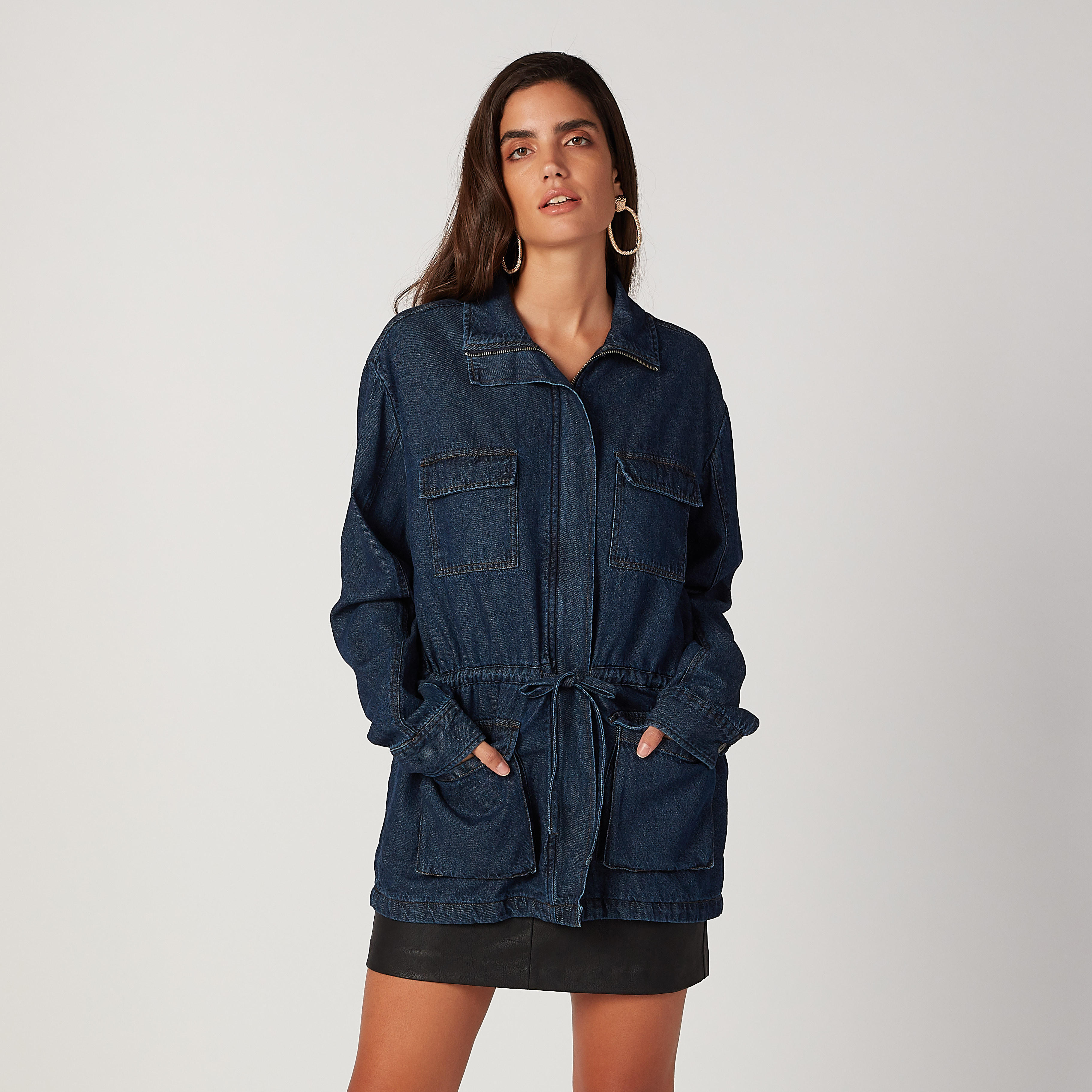 تونيك دنيم مستدام بأكمام طويلة وأربطة من لي كوبر-women-clothing-shirtsandblouses-blouses-image-1