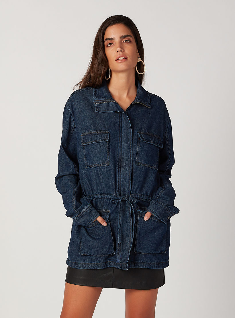 تونيك دنيم مستدام بأكمام طويلة وأربطة من لي كوبر-women-clothing-shirtsandblouses-blouses-image-1