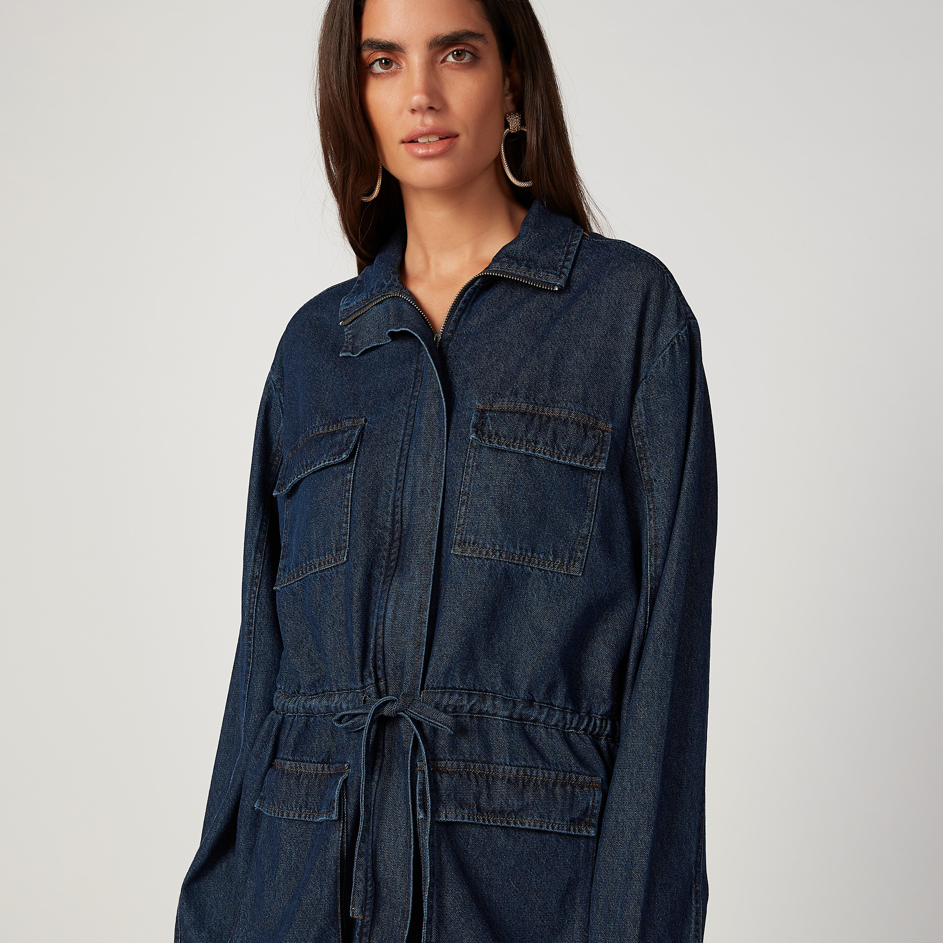 تونيك دنيم مستدام بأكمام طويلة وأربطة من لي كوبر-women-clothing-shirtsandblouses-blouses-image-3