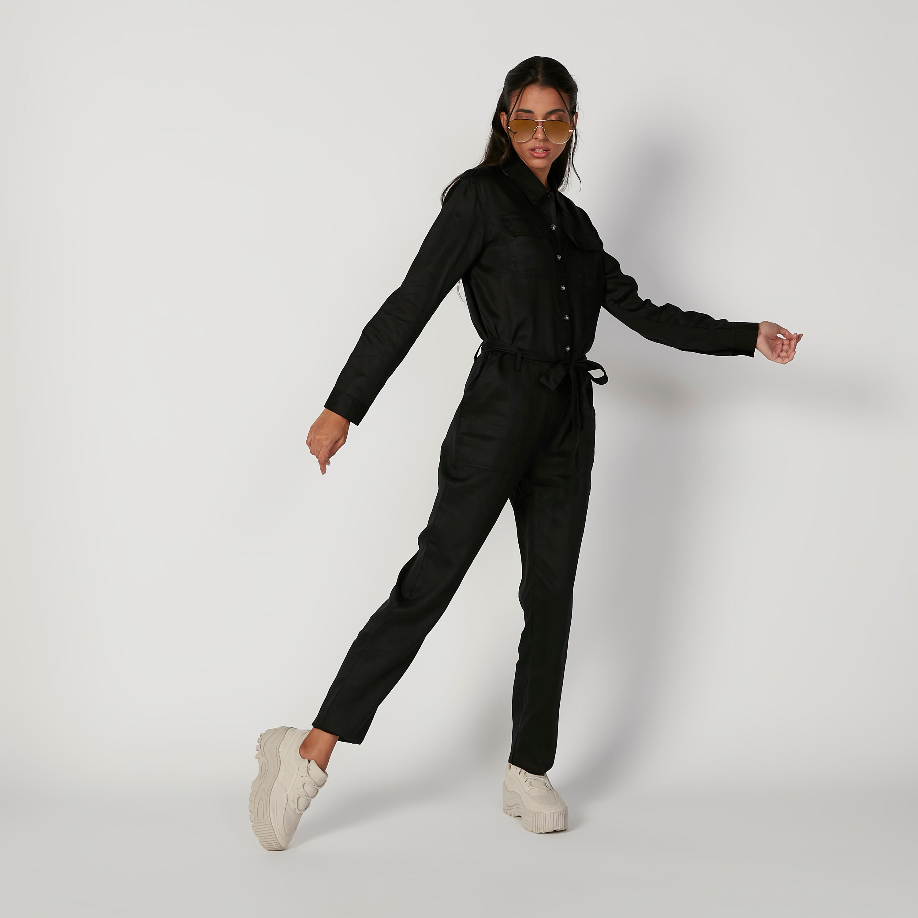 جمبسوت سادة بأكمام طويلة وأربطة-women-clothing-jumpsuits-image-5