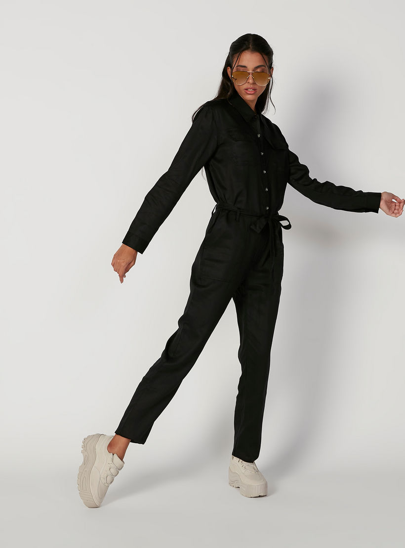 جمبسوت سادة بأكمام طويلة وأربطة-women-clothing-jumpsuits-image-5