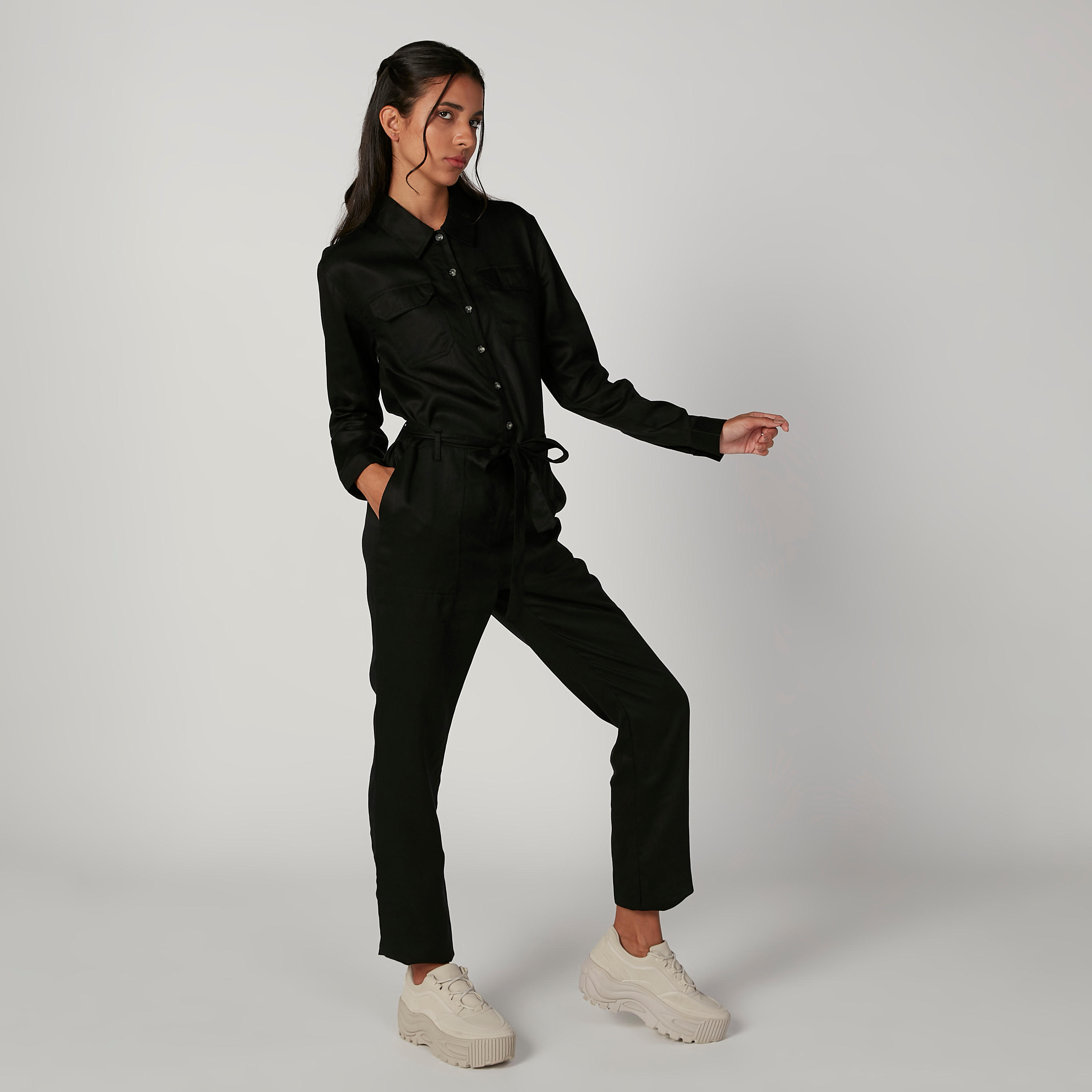 جمبسوت سادة بأكمام طويلة وأربطة-women-clothing-jumpsuits-image-3