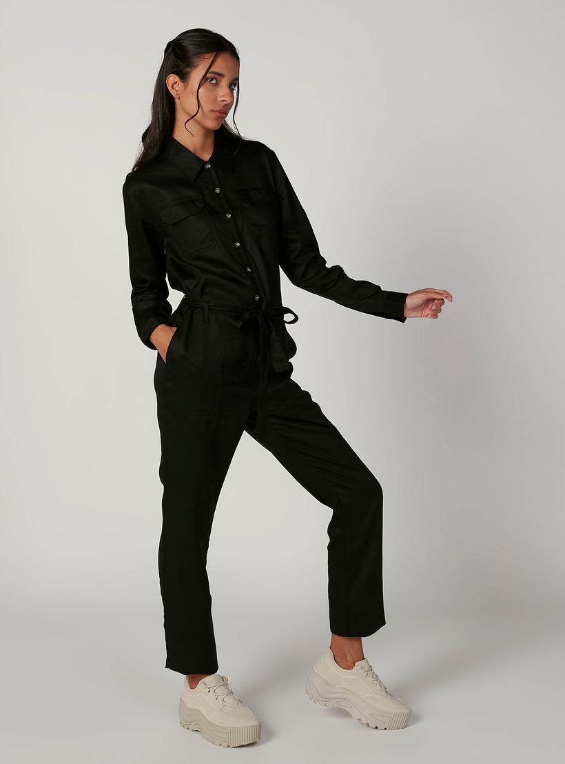 جمبسوت سادة بأكمام طويلة وأربطة-women-clothing-jumpsuits-image-3
