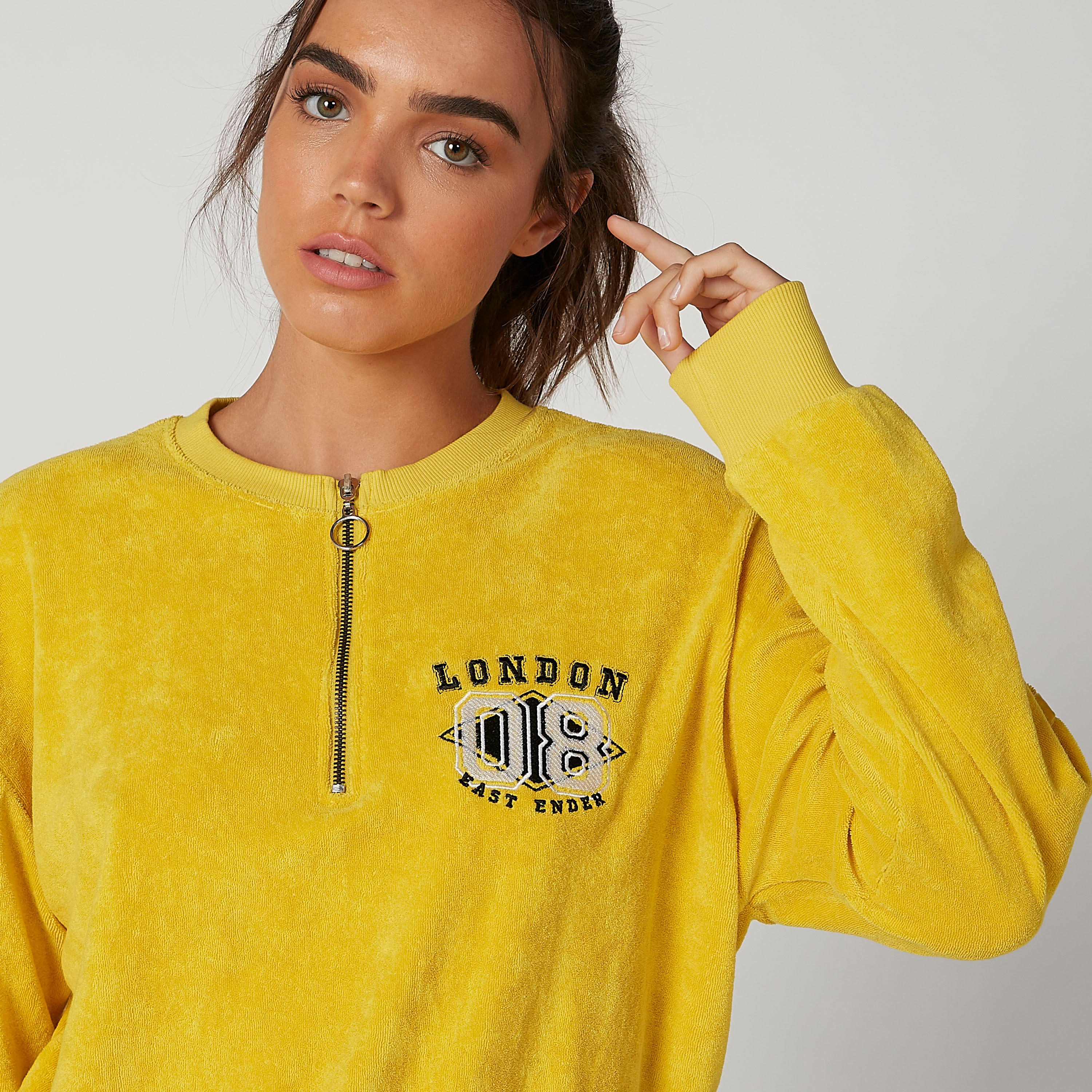 سويت شيرت مستدام بارز الملمس بأكمام طويلة وسحّاب -women-winterwear-hoodiesandsweatshirts-sweatshirts-image-1