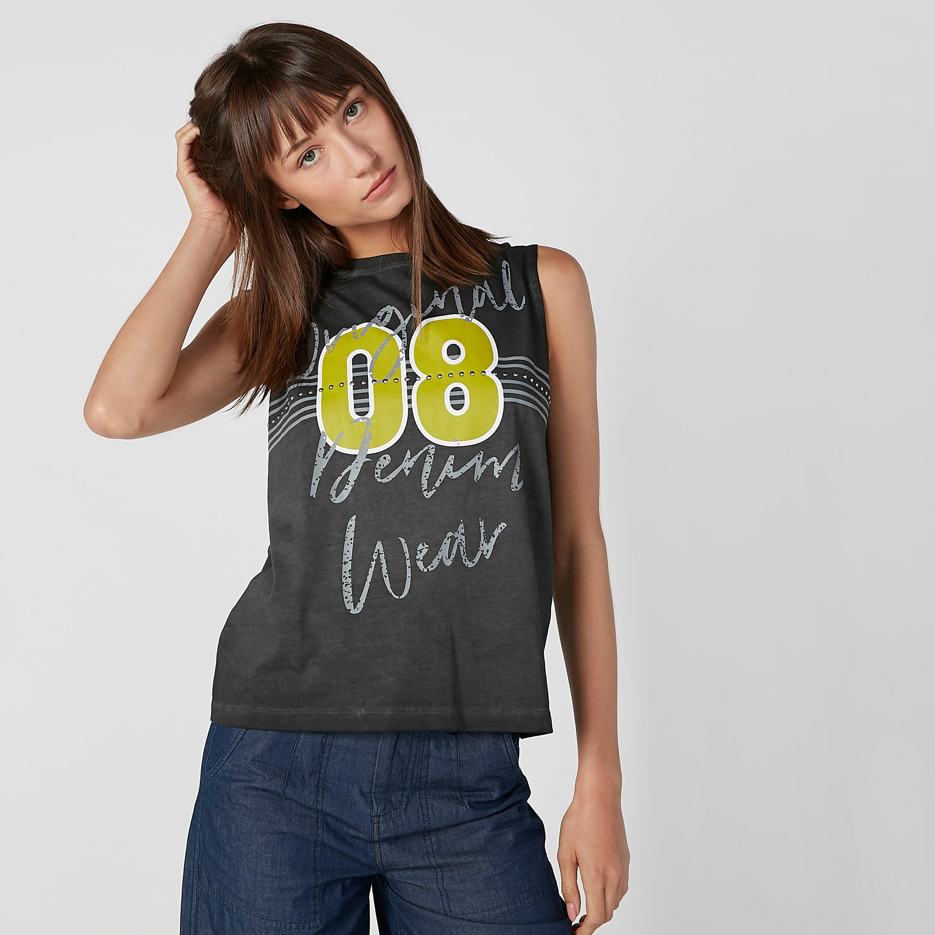 Sustainable Printed Sleeveless T-shirt with Crew Neck-women-clothing-tshirts-image-1