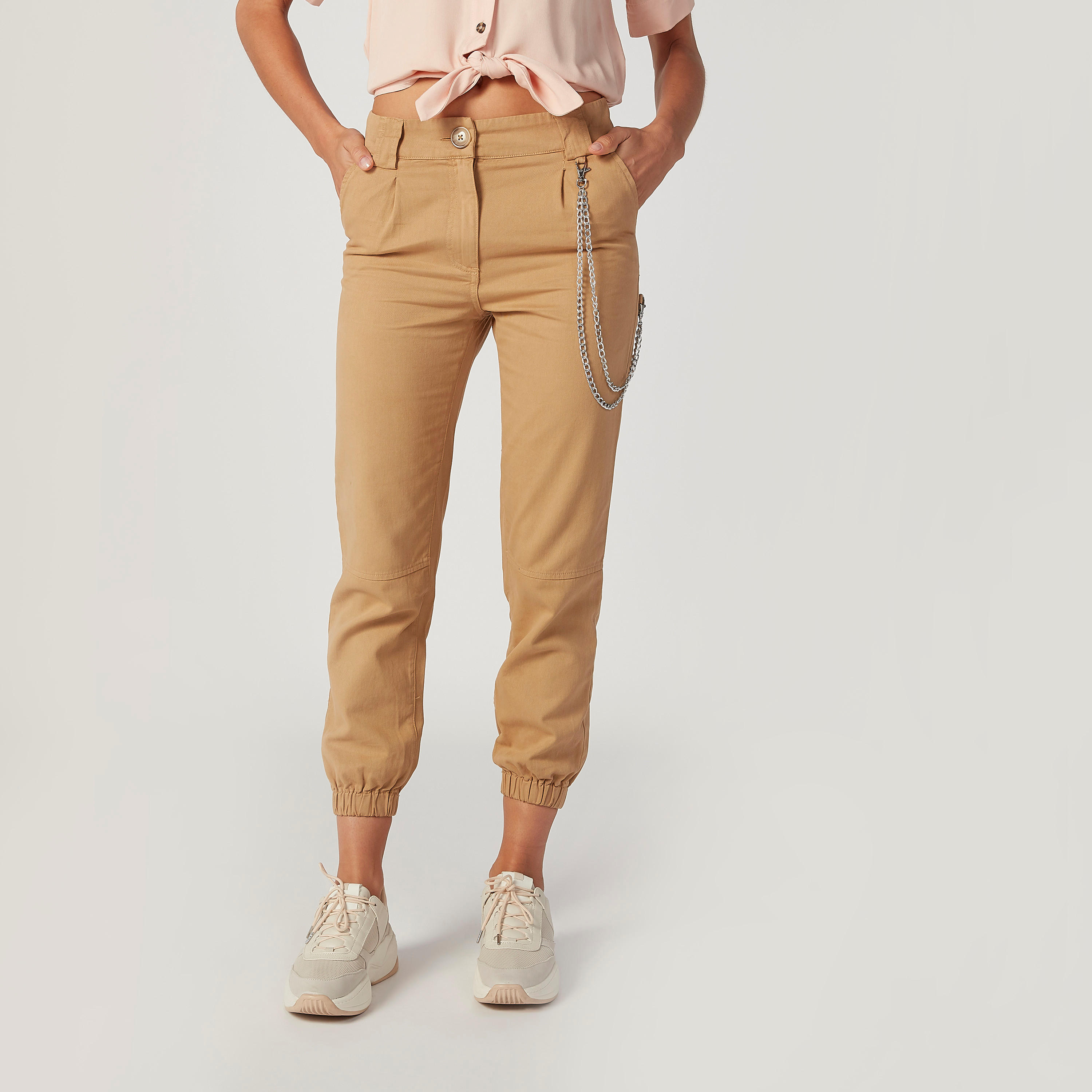 بنطلون رياضي مستدام سادة بأطراف ضيقة وجيوب -women-clothing-bottoms-joggers-image-1