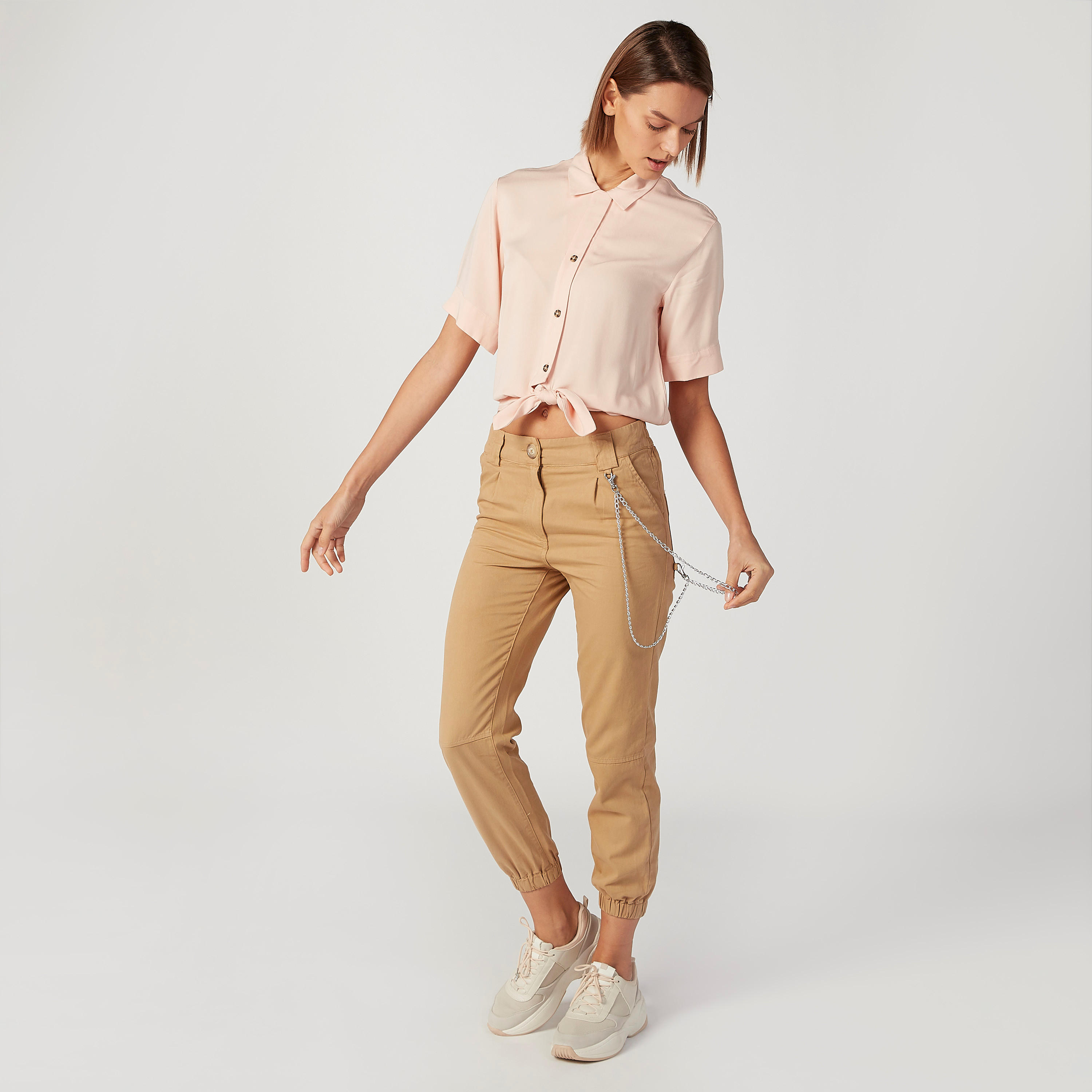 بنطلون رياضي مستدام سادة بأطراف ضيقة وجيوب -women-clothing-bottoms-joggers-image-2