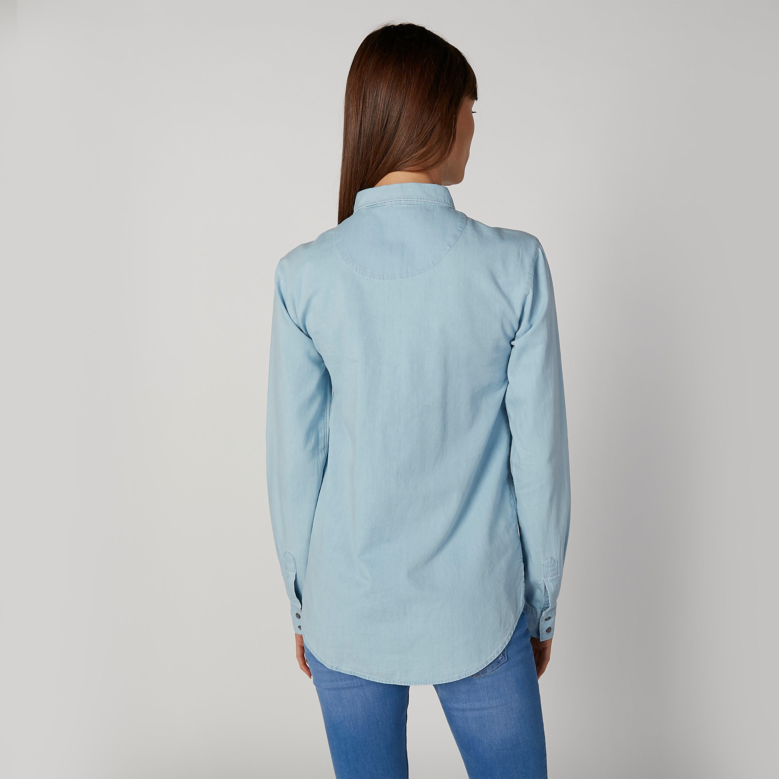 قميص سادة بياقة عاديّة وأكمام طويلة من لي كوبر-women-clothing-shirtsandblouses-shirts-image-4