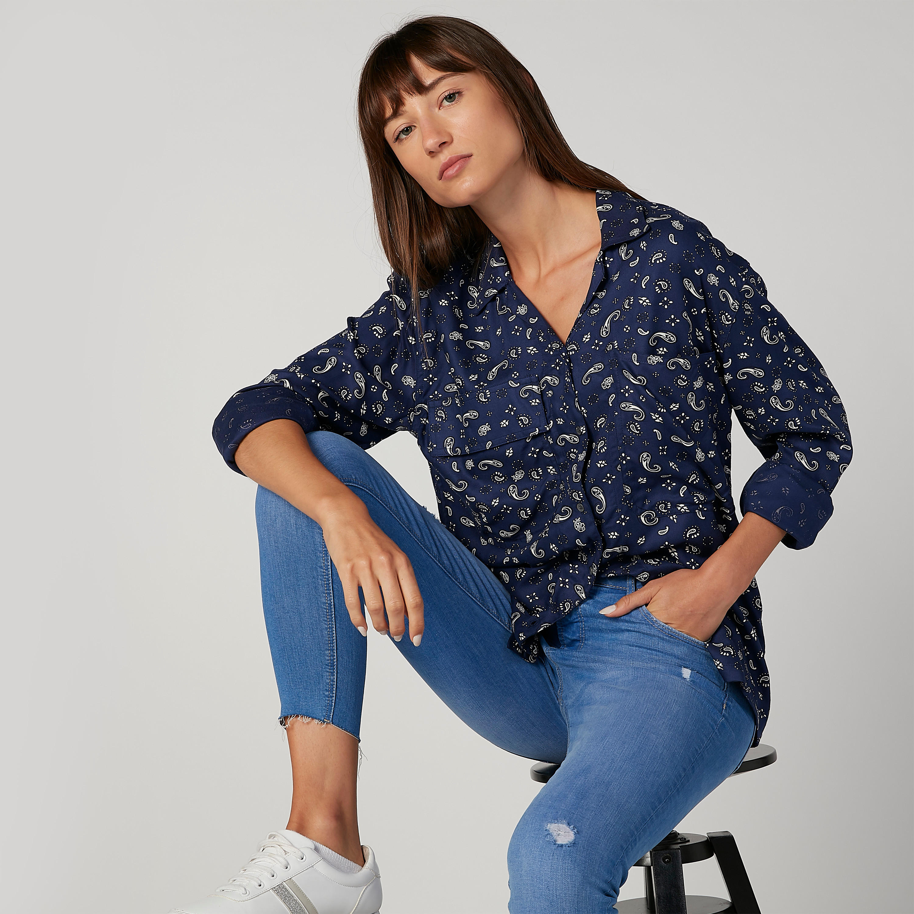 قميص بأكمام طويلة وجيب على الصدر وطبعات من لي كوبر-women-clothing-shirtsandblouses-shirts-image-4