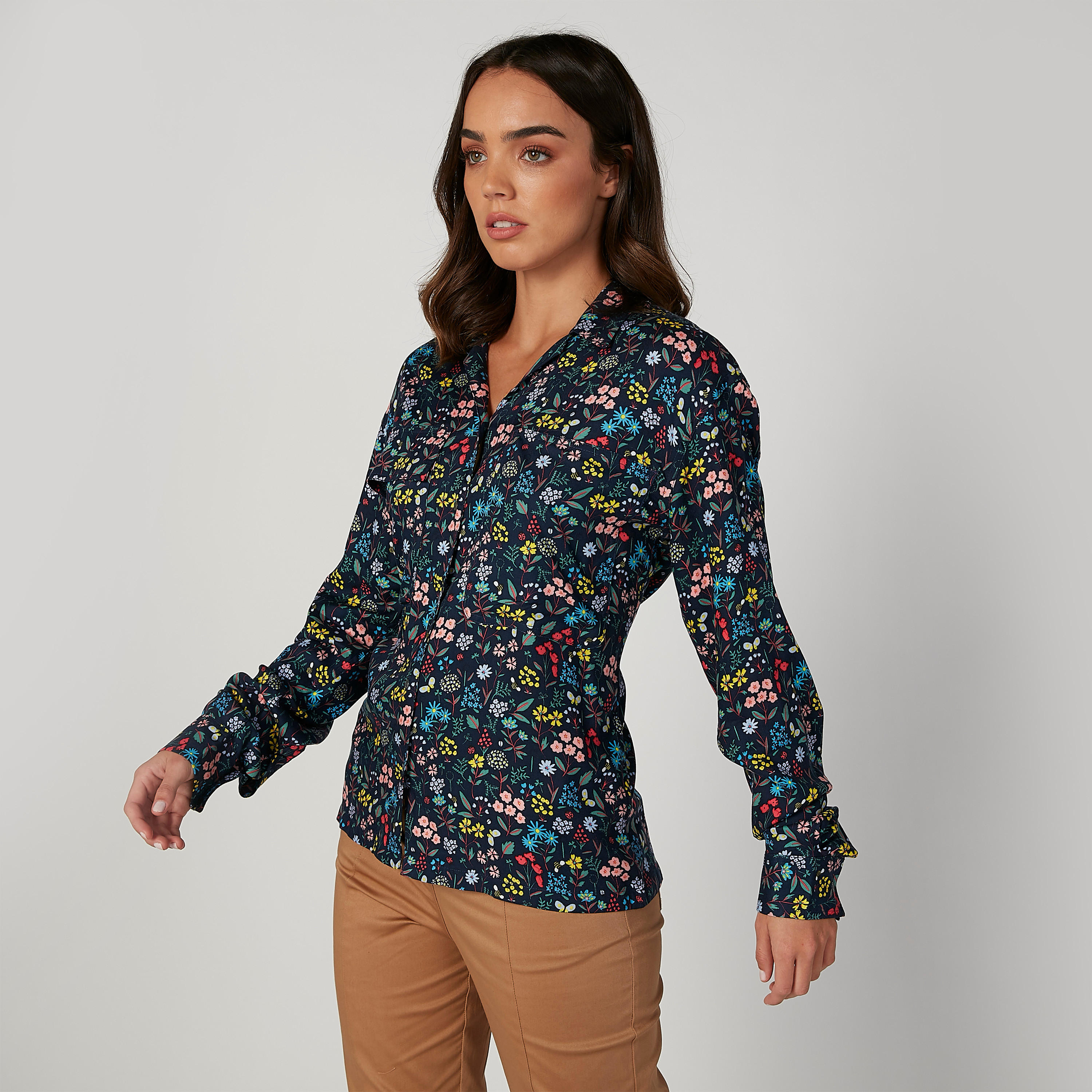 قميص بأكمام طويلة وجيب على الصدر وطبعات من لي كوبر-women-clothing-shirtsandblouses-shirts-image-1