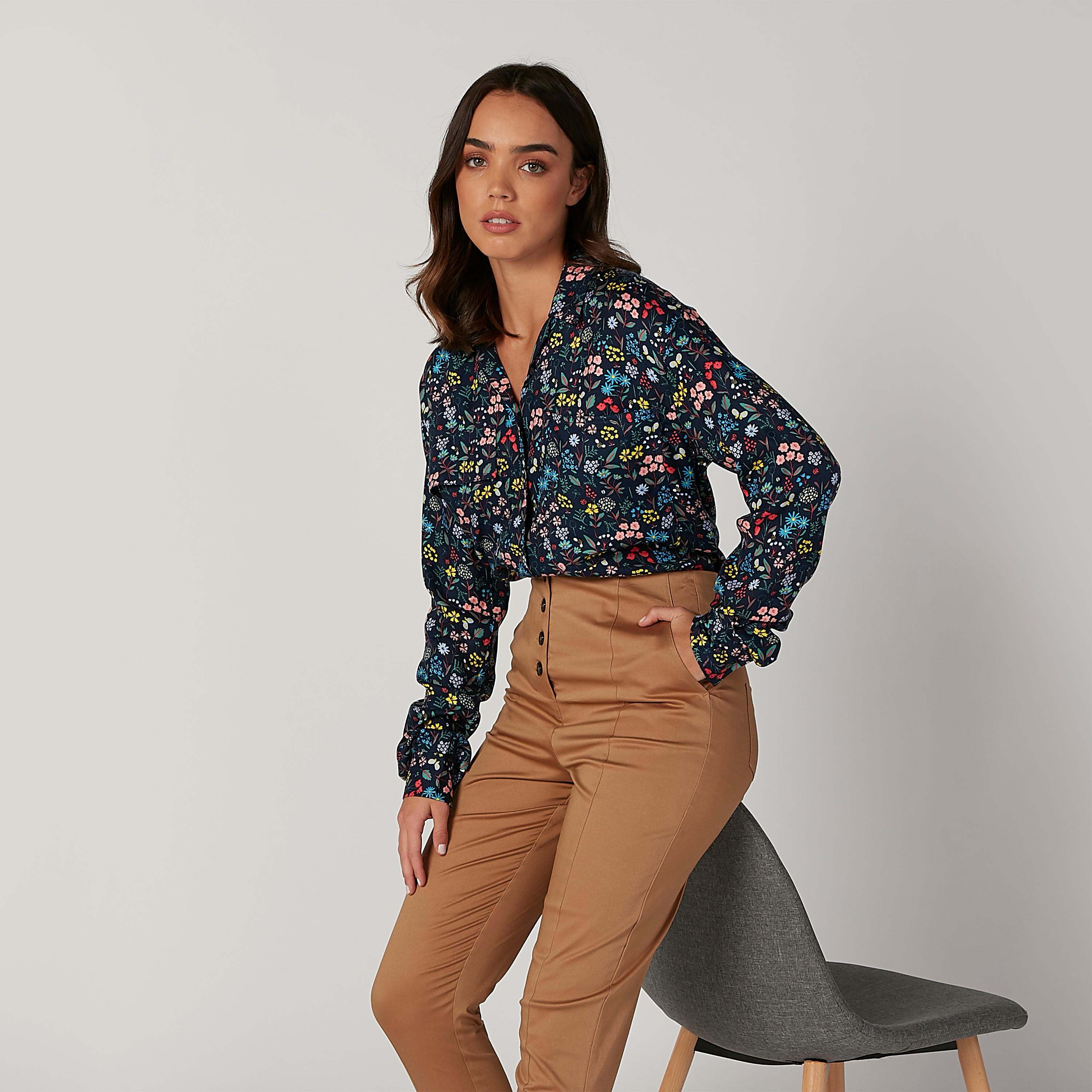 قميص بأكمام طويلة وجيب على الصدر وطبعات من لي كوبر-women-clothing-shirtsandblouses-shirts-image-4