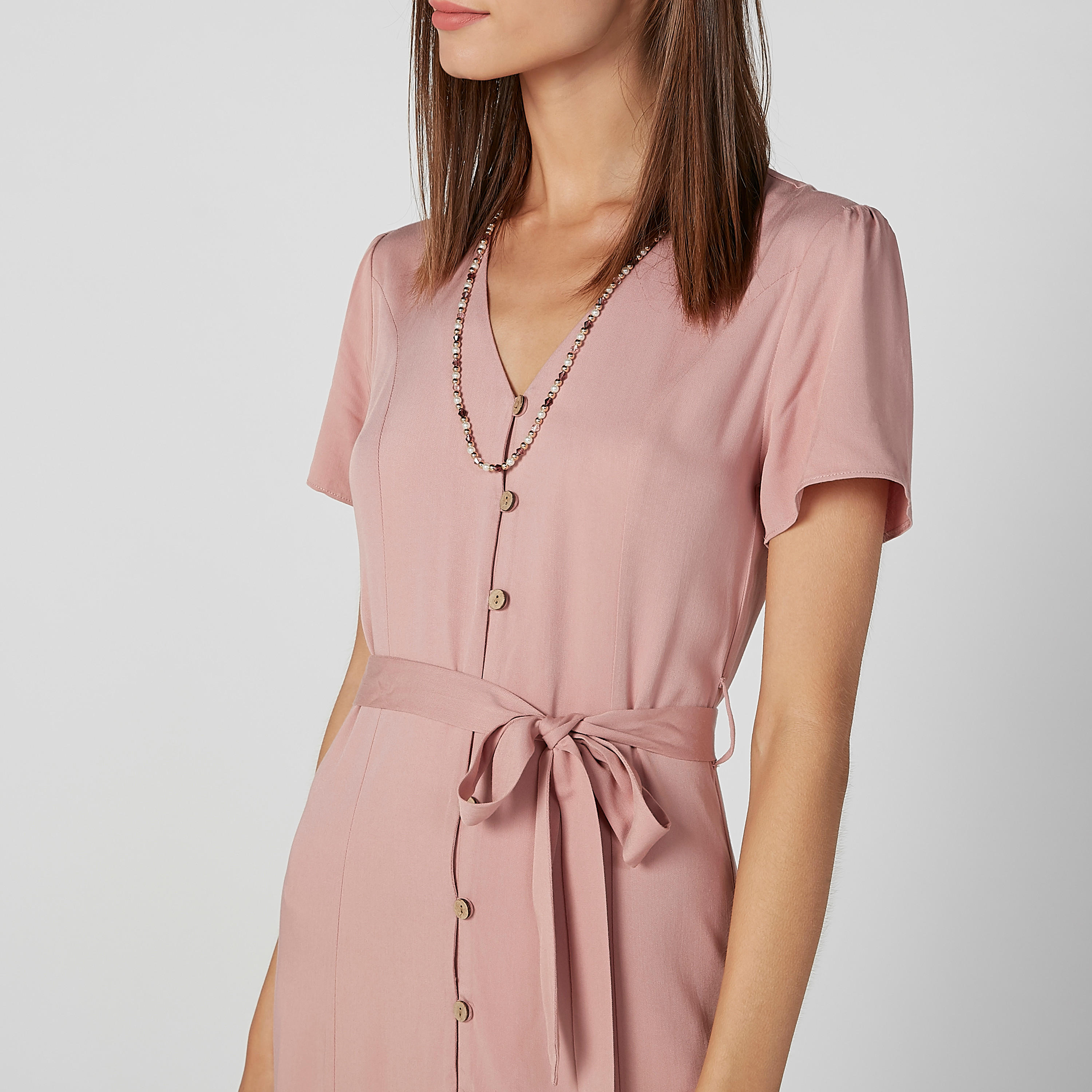 Sustainable Plain Maxi A-line Shirt Dress with Tie Ups-women-clothing-dresses-image-4