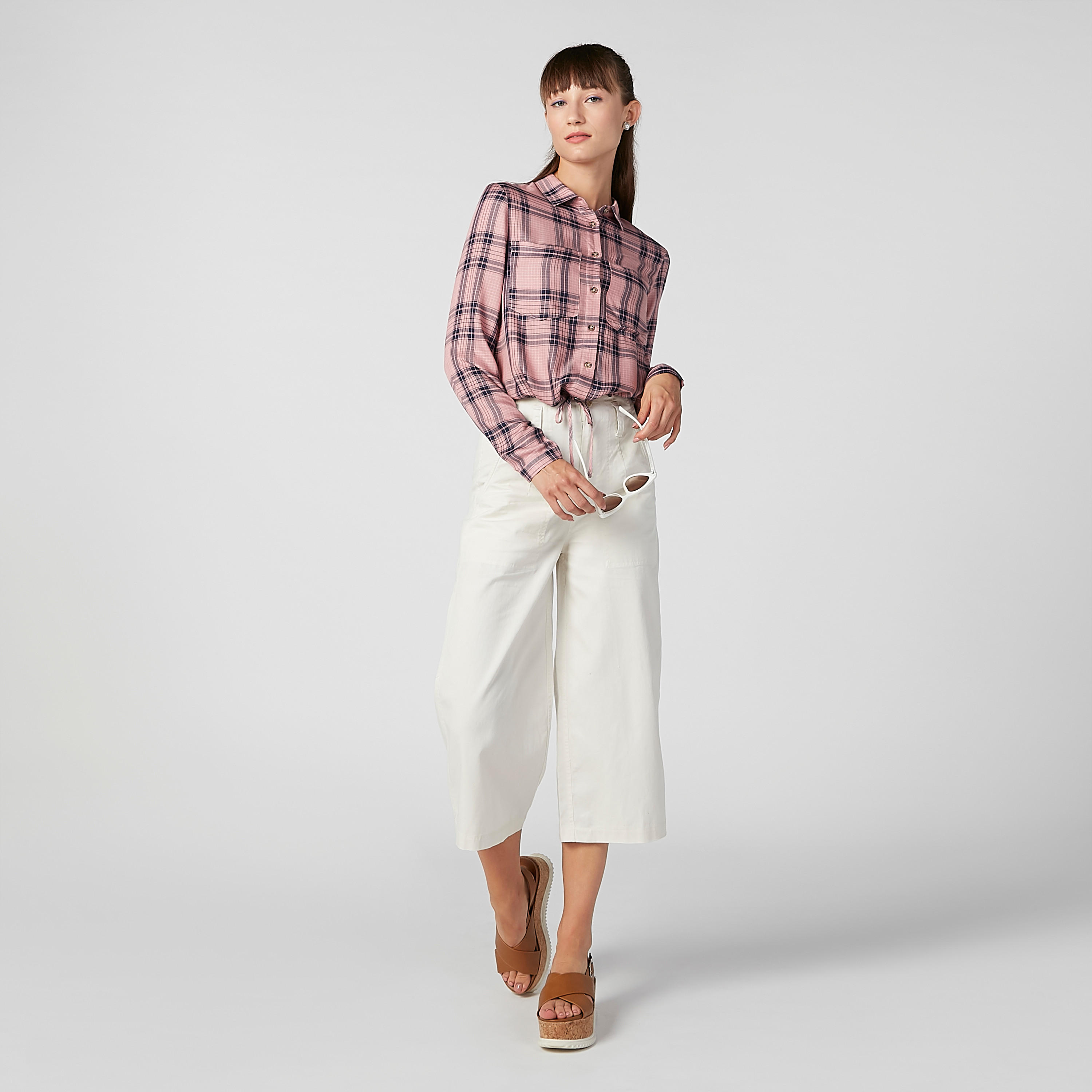 قميص كاروهات بأكمام طويلة وأربطة-women-clothing-shirtsandblouses-shirts-image-4