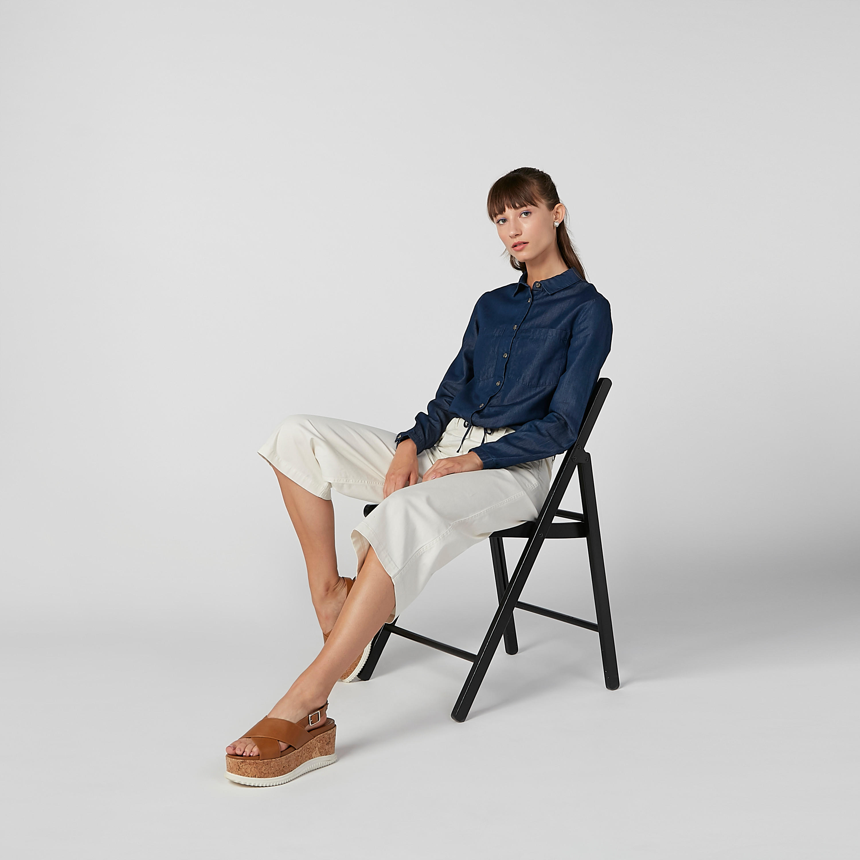 Plain Shirt with Long Sleeves and Tie Ups-women-clothing-shirtsandblouses-shirts-image-2