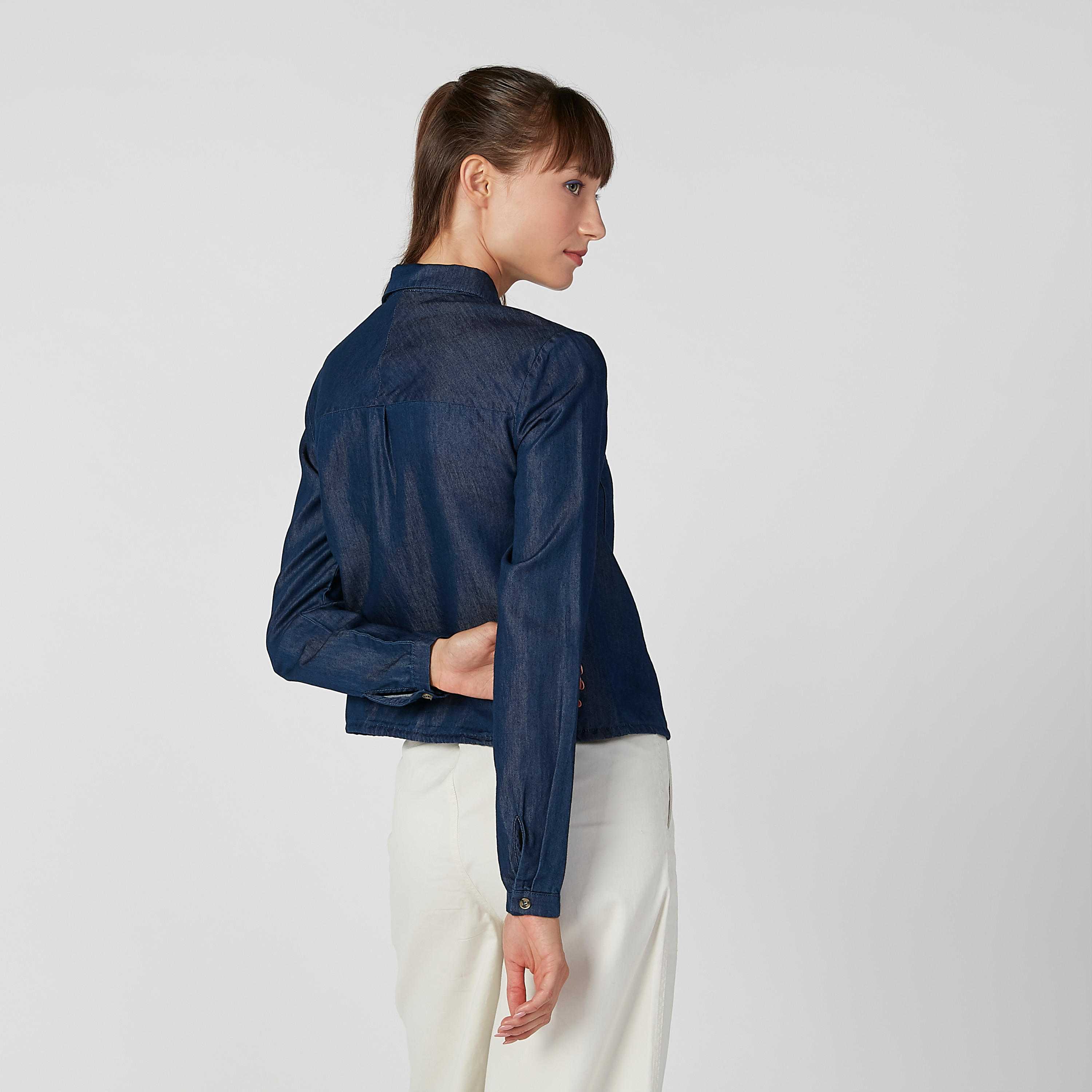 Plain Shirt with Long Sleeves and Tie Ups-women-clothing-shirtsandblouses-shirts-image-3