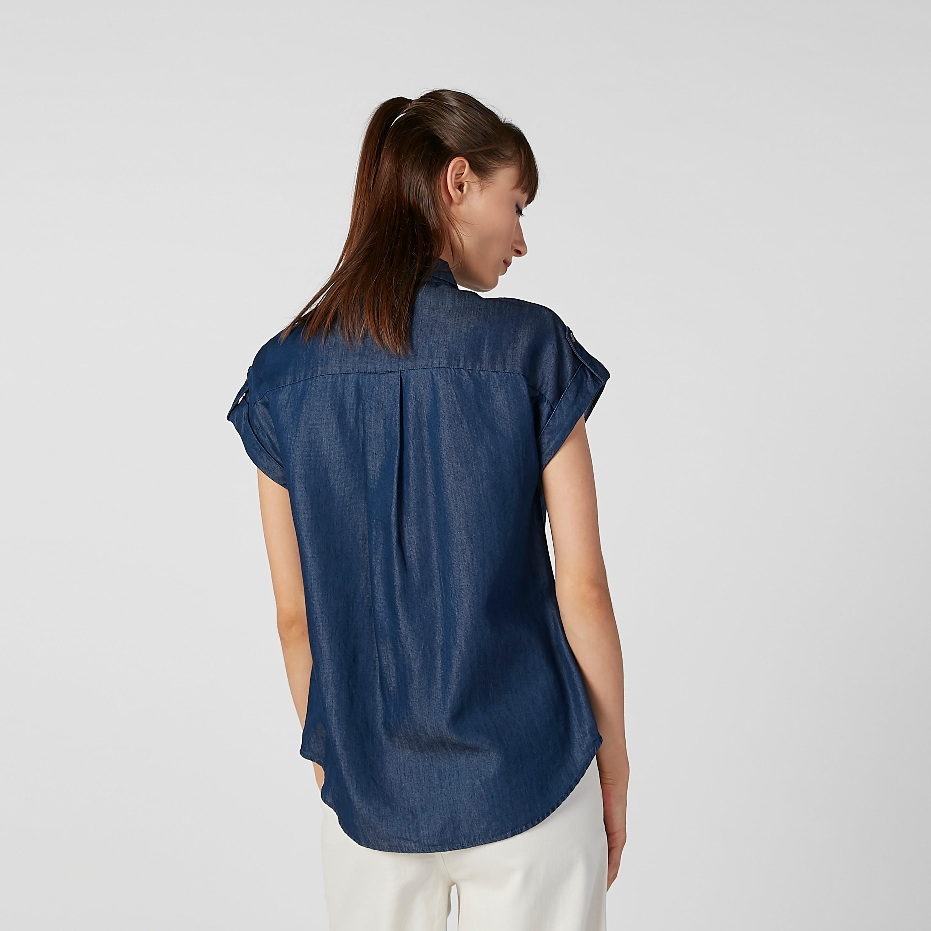 قميص سادة بياقة عاديّة وأكمام قصيرة-women-clothing-shirtsandblouses-shirts-image-4