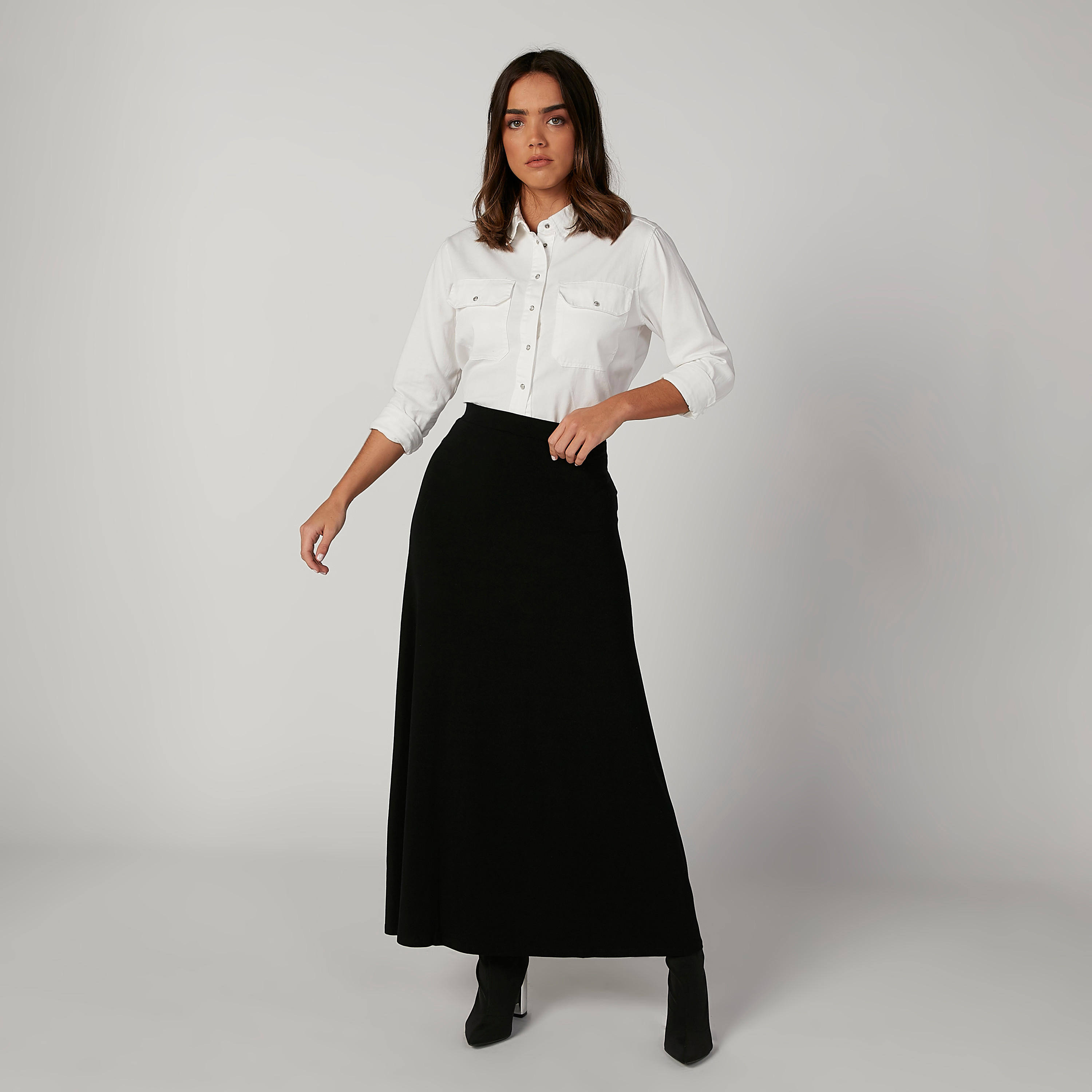 Lee Cooper Plain Shirt with Long Sleeves and Flap Pockets-women-clothing-shirtsandblouses-shirts-image-2