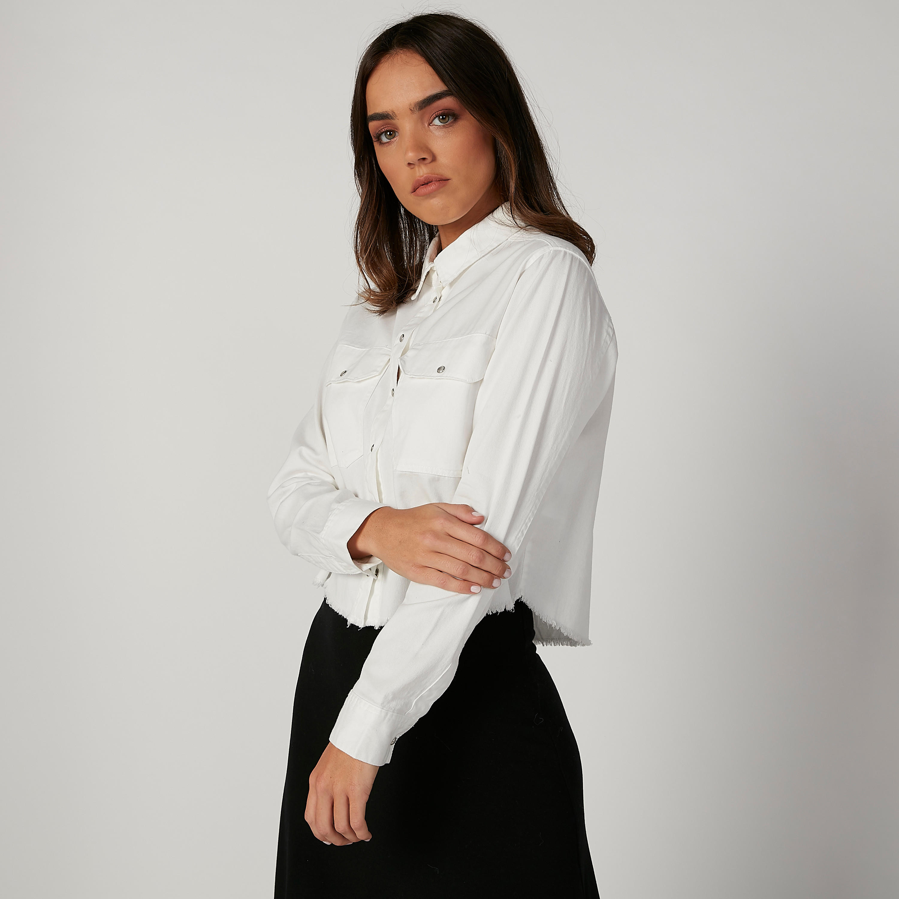 Lee Cooper Plain Shirt with Long Sleeves and Flap Pockets-women-clothing-shirtsandblouses-shirts-image-4