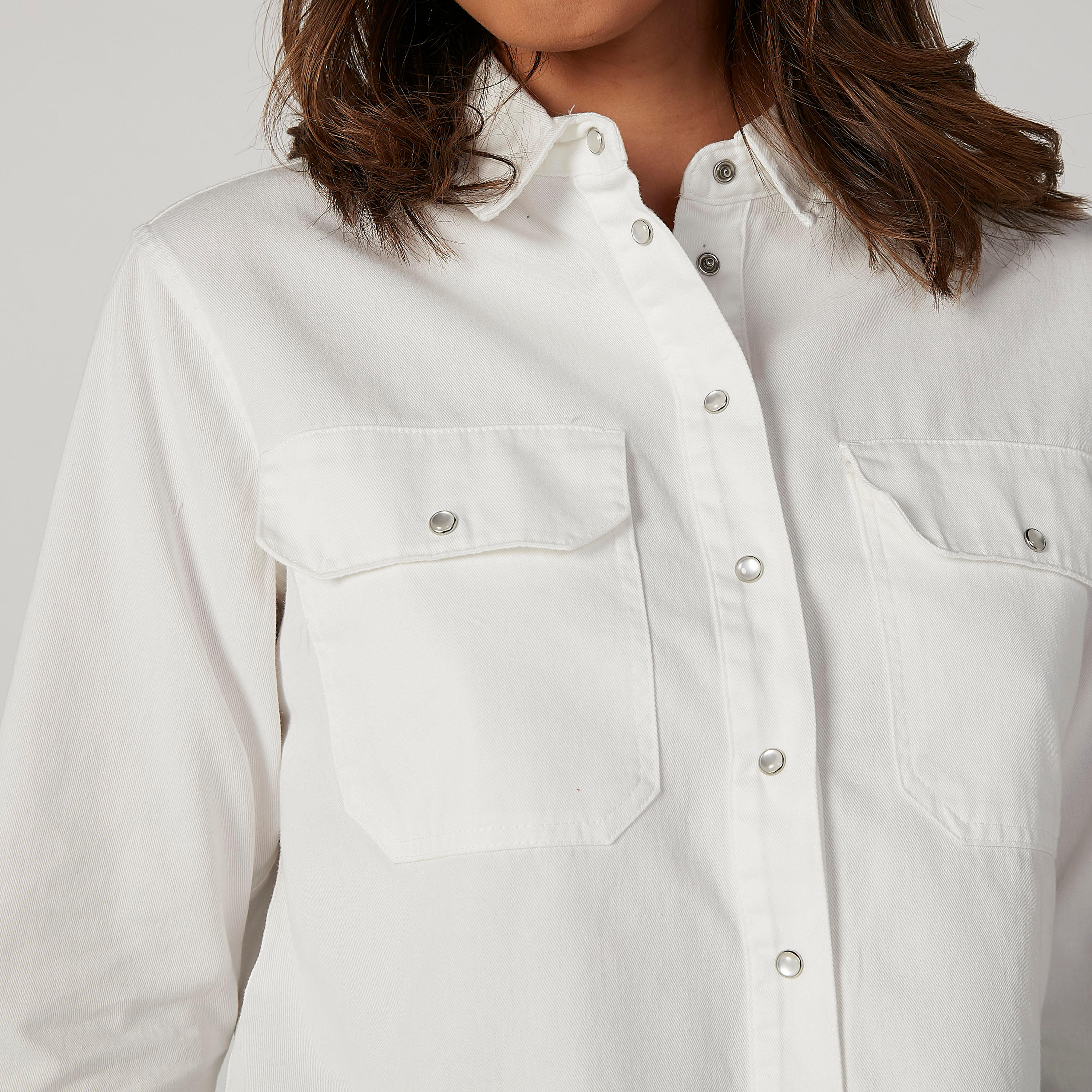 Lee Cooper Plain Shirt with Long Sleeves and Flap Pockets-women-clothing-shirtsandblouses-shirts-image-5