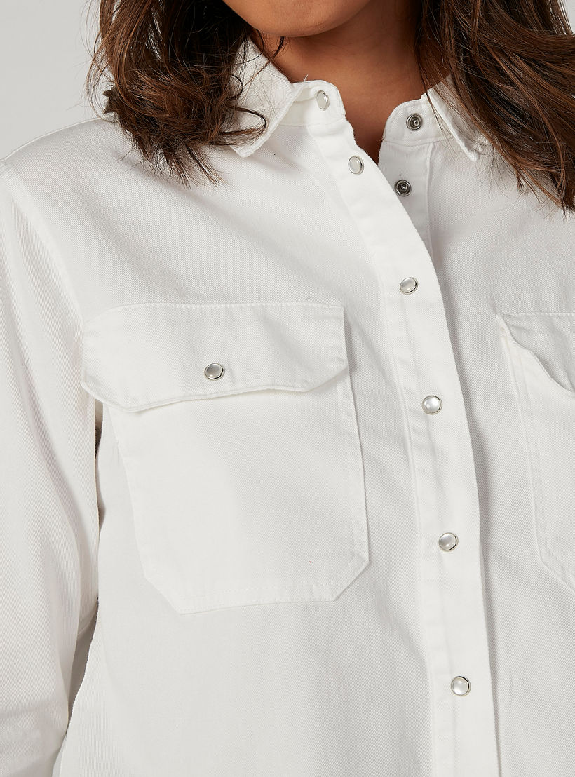 Lee Cooper Plain Shirt with Long Sleeves and Flap Pockets-women-clothing-shirtsandblouses-shirts-image-5