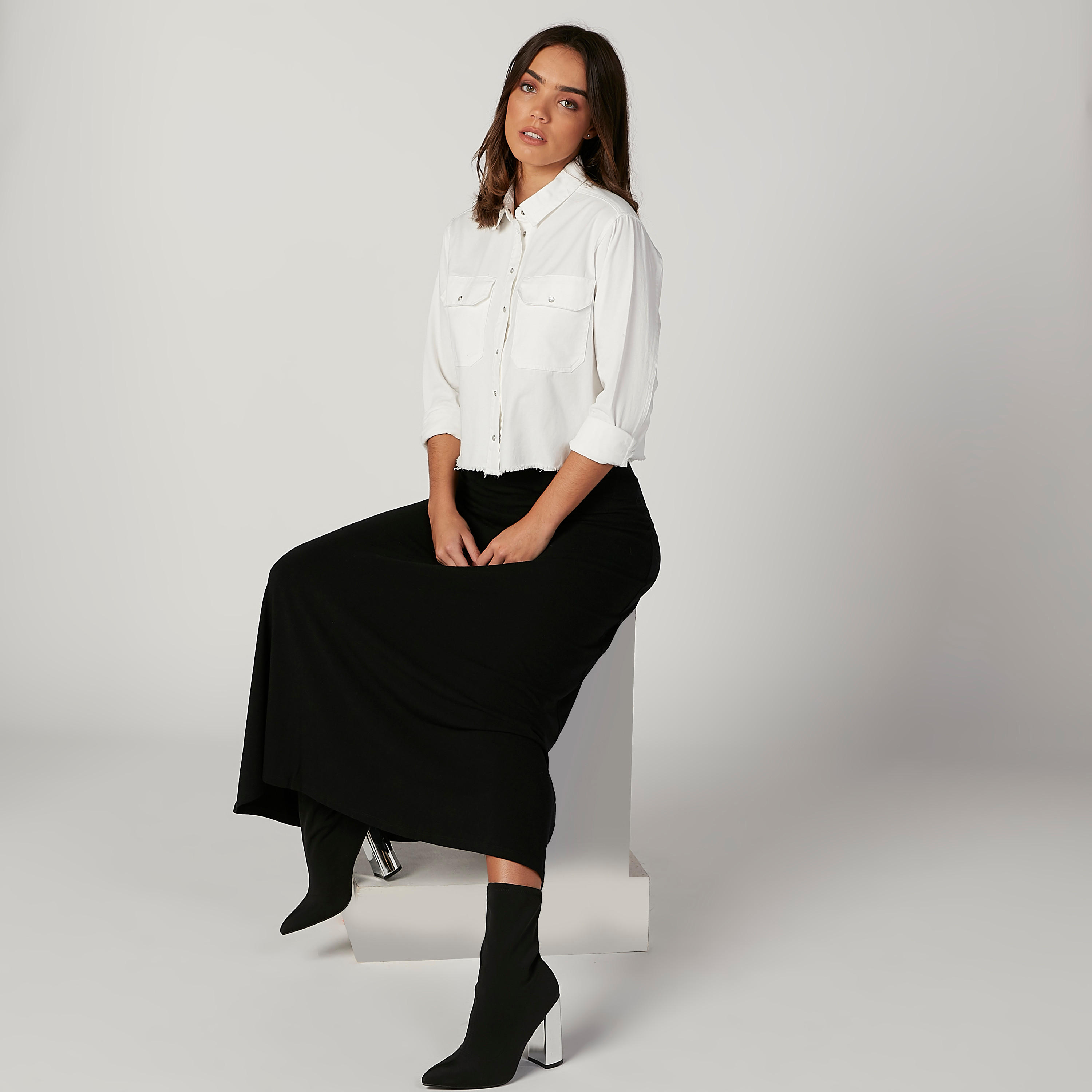 Lee Cooper Plain Shirt with Long Sleeves and Flap Pockets-women-clothing-shirtsandblouses-shirts-image-6