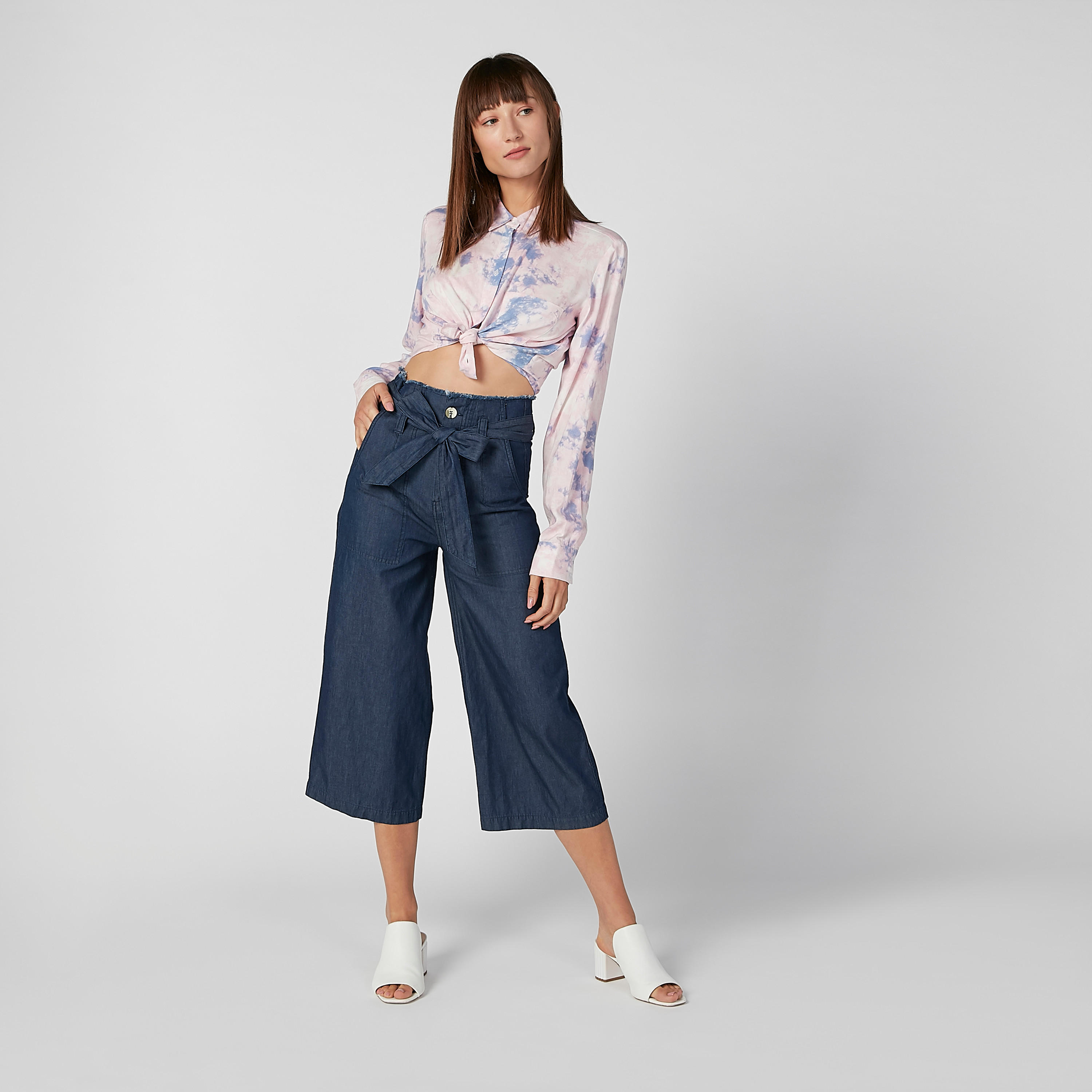 قميص مستدام قصير بأكمام طويلة وطبعات -women-clothing-shirtsandblouses-shirts-image-4